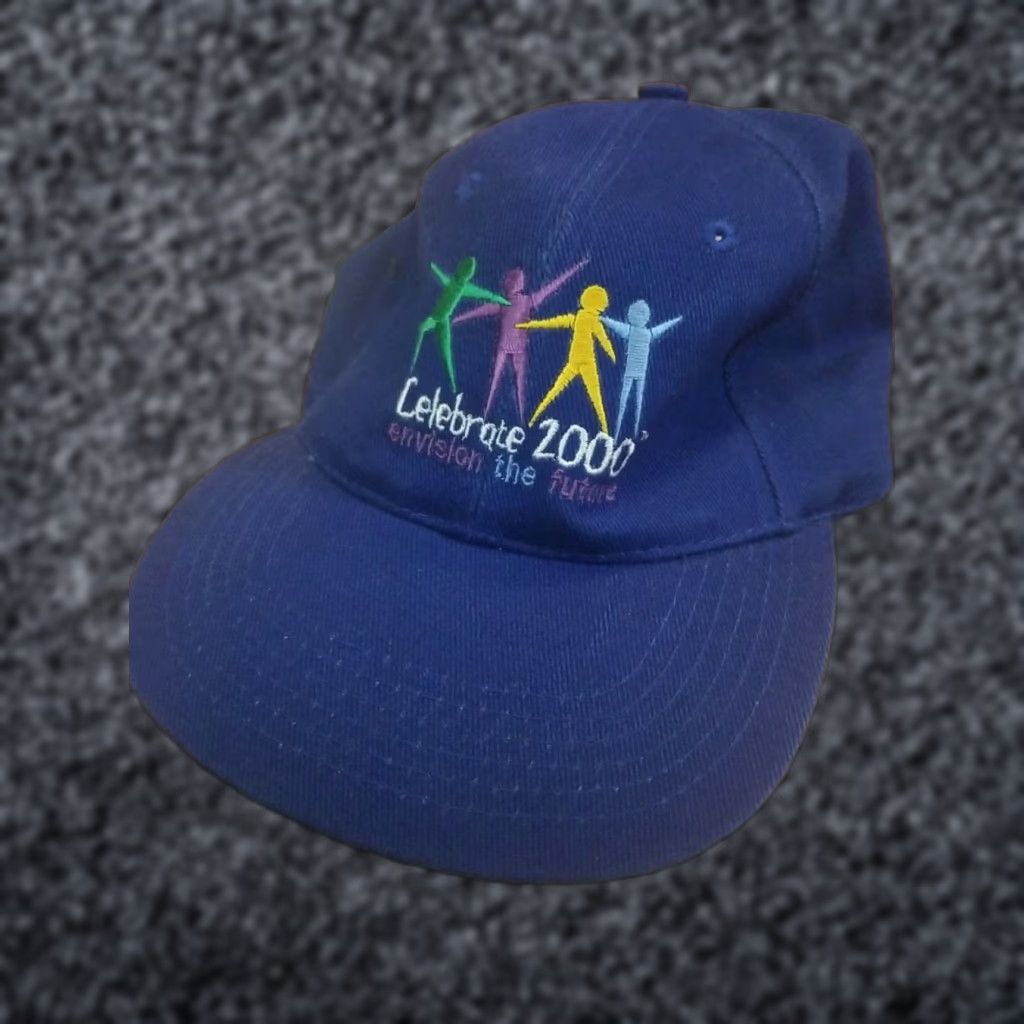 Vintage VINTAGE Art Headwear Adjustable Snapback Hat New Years CELEBRATE Envision the Future Blue 2000 Men One Size Vintage Theme Accessories Men Size ONE SIZE - 1 Thumbnail