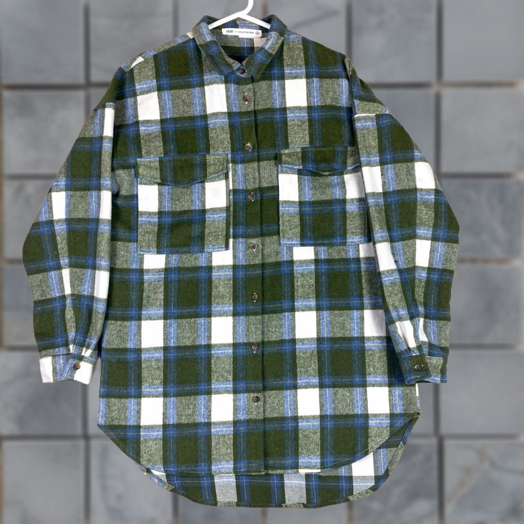 Vintage 12Th Tribe X The Salty Blonde Women's M Flannel Shirt Jacket Chest Pocket Green Size M / US 6-8 / IT 42-44 - 1 Thumbnail