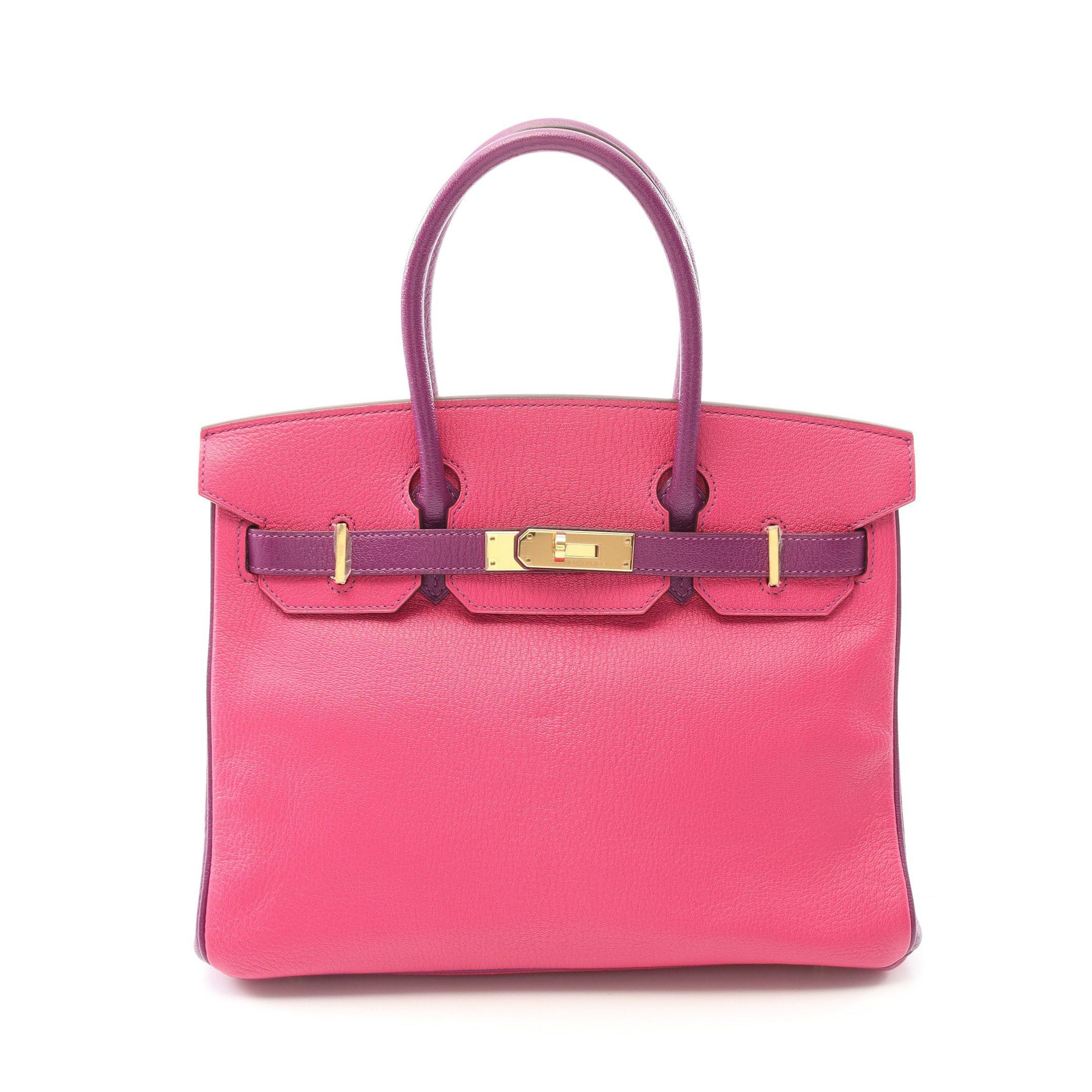 Hermes Hermes Birkin 30 Rose Shocking Anemone Handbag Chevre Pink Purple Gold Hardware T Stamp Size ONE SIZE - 1 Thumbnail