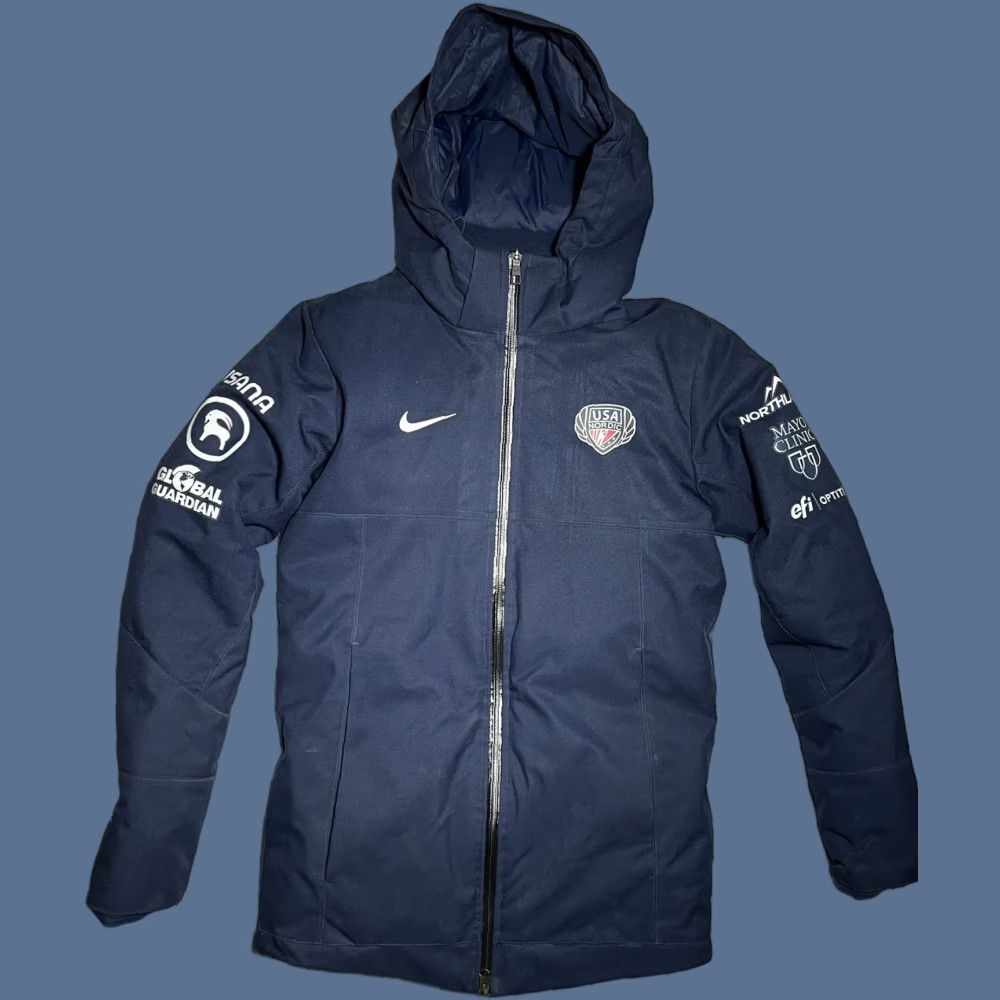 Nike VINTAGE Nike Storm-FIT Down Coat Ski Hooded Womens XXS Parka Blue حك Size XXS / US 00 / IT 34 - 1 Thumbnail