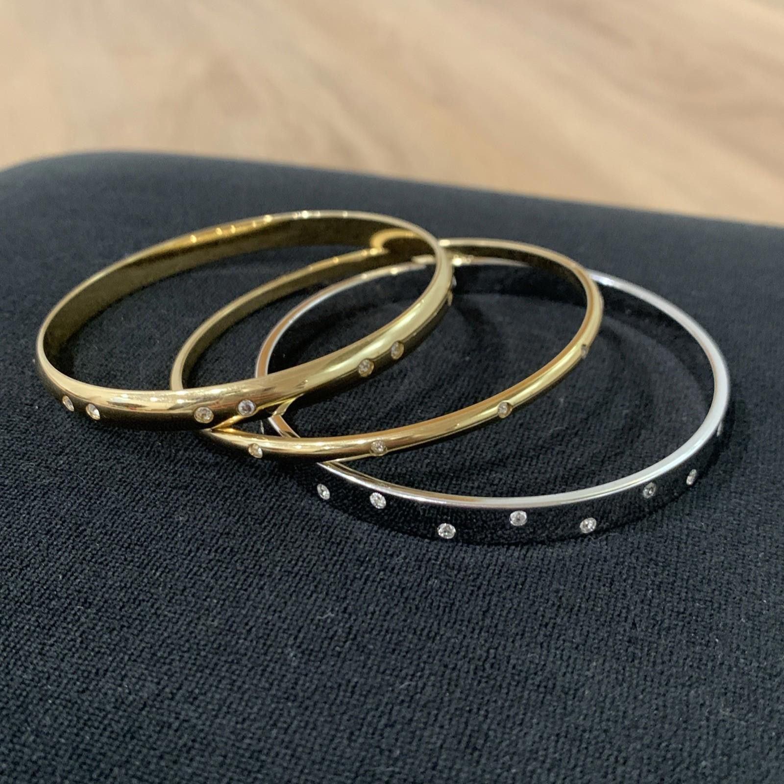 Swarovski 1990s Savvy by Swarovski Bangle Set Gold Tone w/ Crystals Size ONE SIZE - 7 Thumbnail