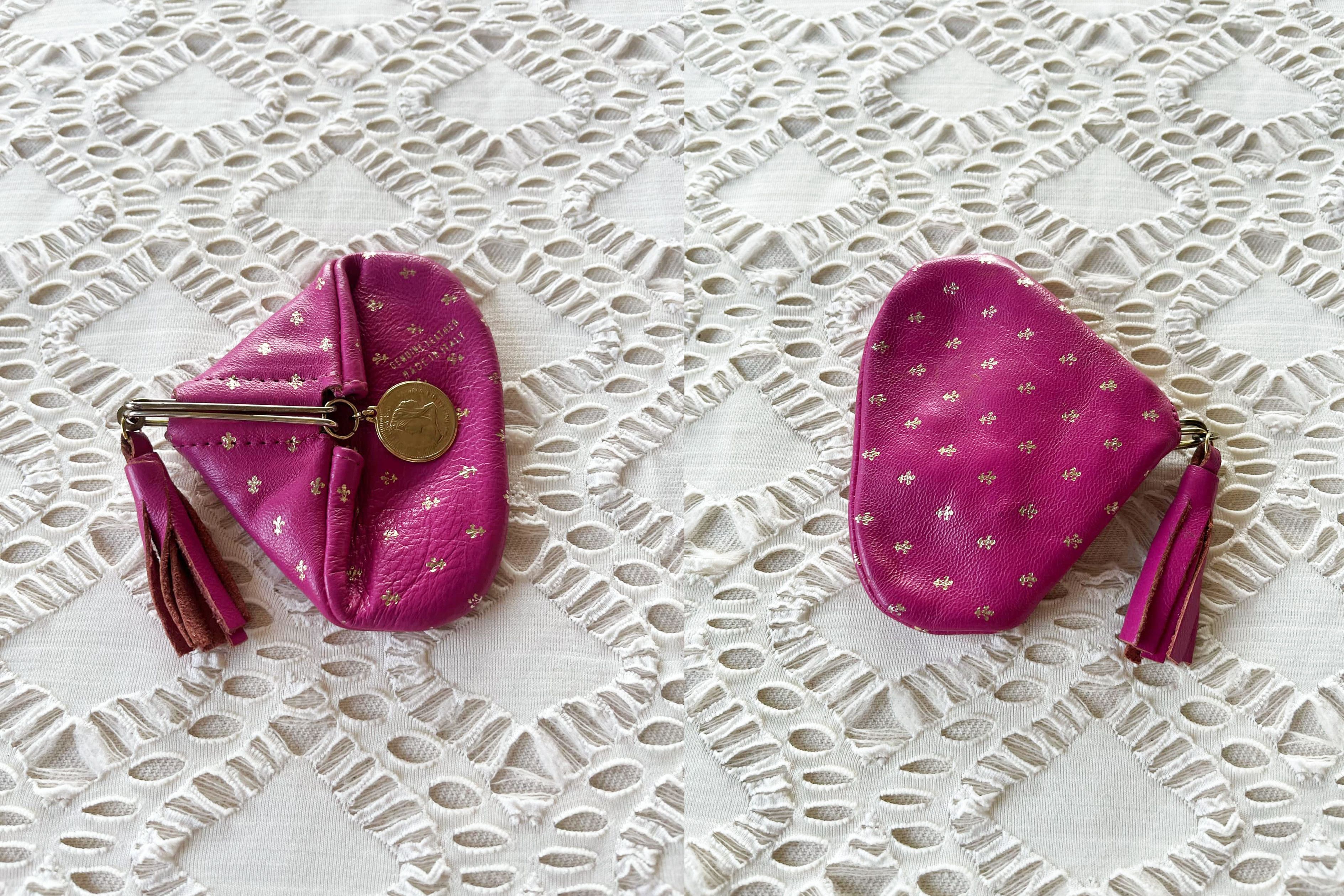 Vintage Slide Snap leather embossed gold fleur de lis coin purse Size ONE SIZE - 8 Thumbnail
