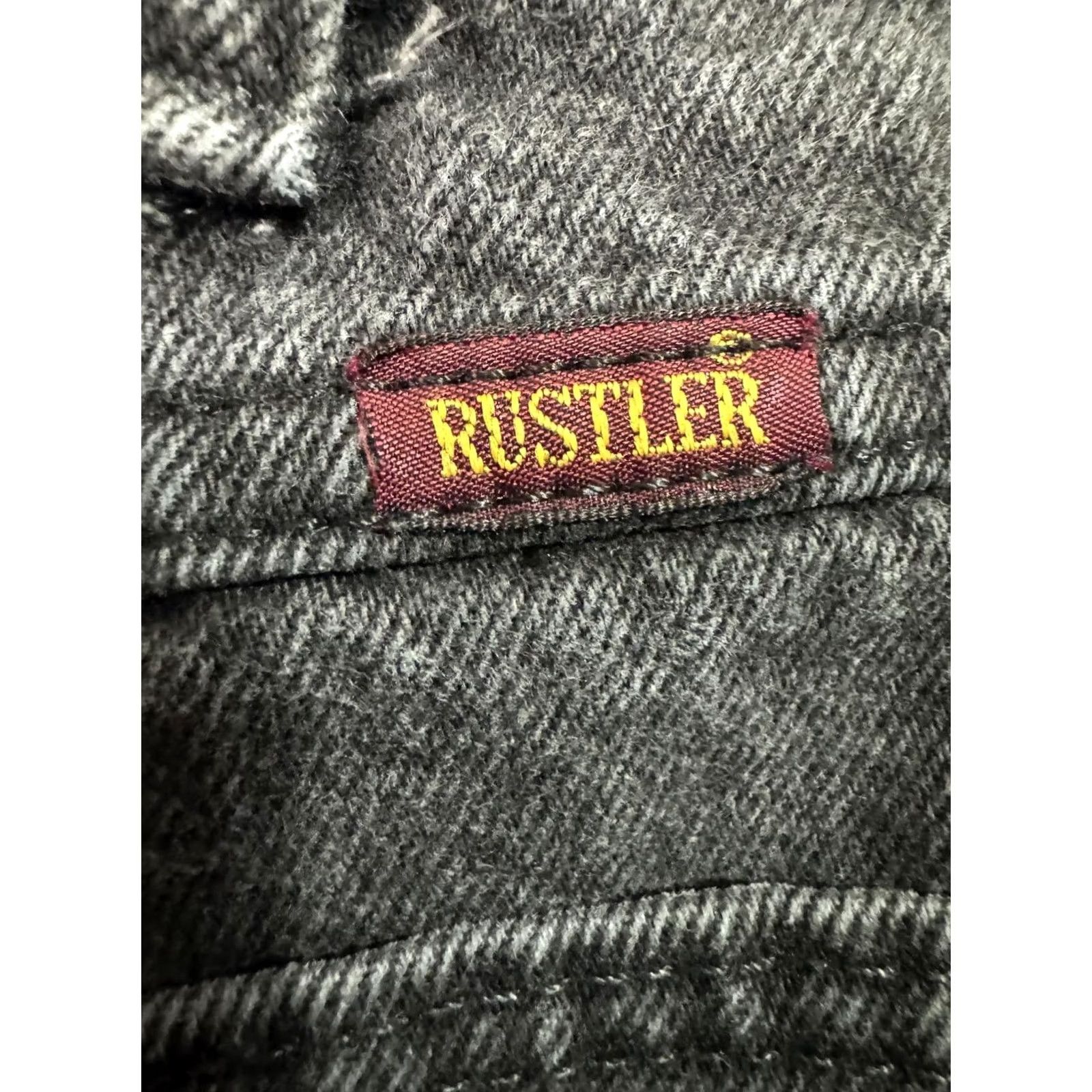 Denime Rustler Men's Black Denim Jeans Size 38x32 Straight Leg Button Closure Regular Waist 38 Inseam 32 Charcoal Wash Denim Solid Vintage No Be e? Size US 38 / EU 54 - 2 Thumbnail