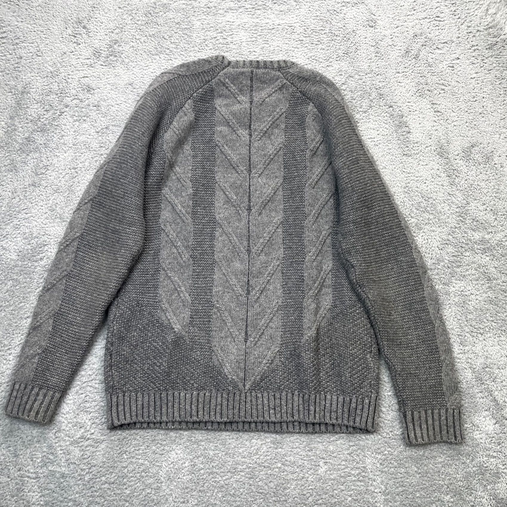 Frank And Oak Frank & Oak Sweater Mens Medium Gray Textured Cable Knit Wool Blend Ribbed Pullover Crew Neck City Classic Preppy Size US M / EU 48-50 / 2 - 2 Thumbnail