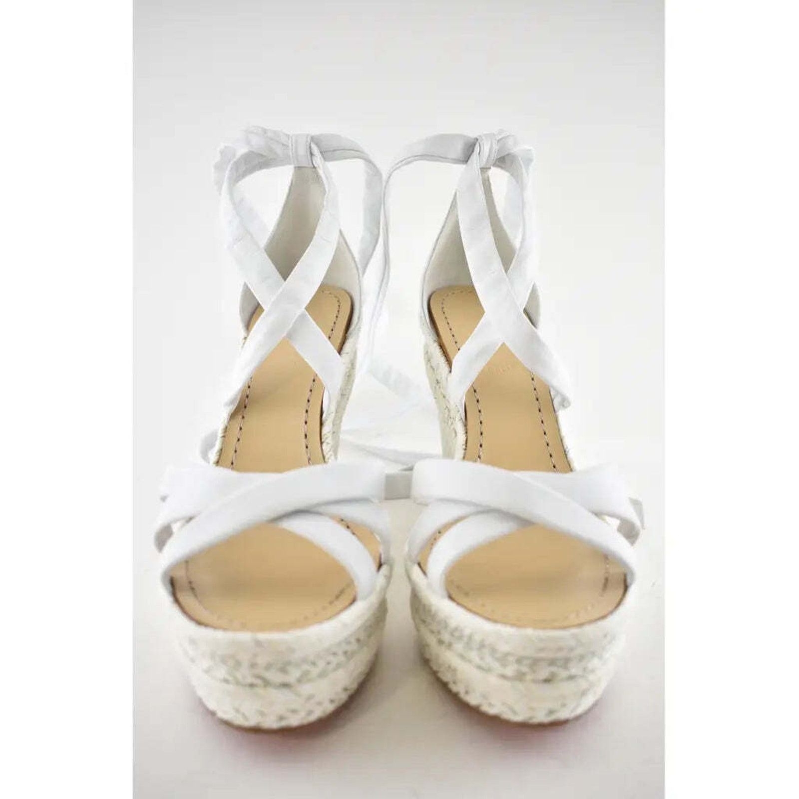 Christian Louboutin Lagoadonna 120 White Lace Up Platform Wedge Sandal Heel 41 Size US 11 / IT 41 - 6 Thumbnail