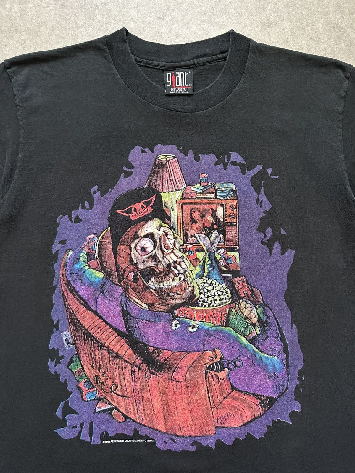 Band Tees Vintage Aerosmith Band Shirt 90s Get A Grip Tour Punk Skull Size US L / EU 52-54 / 3 - 3 Thumbnail
