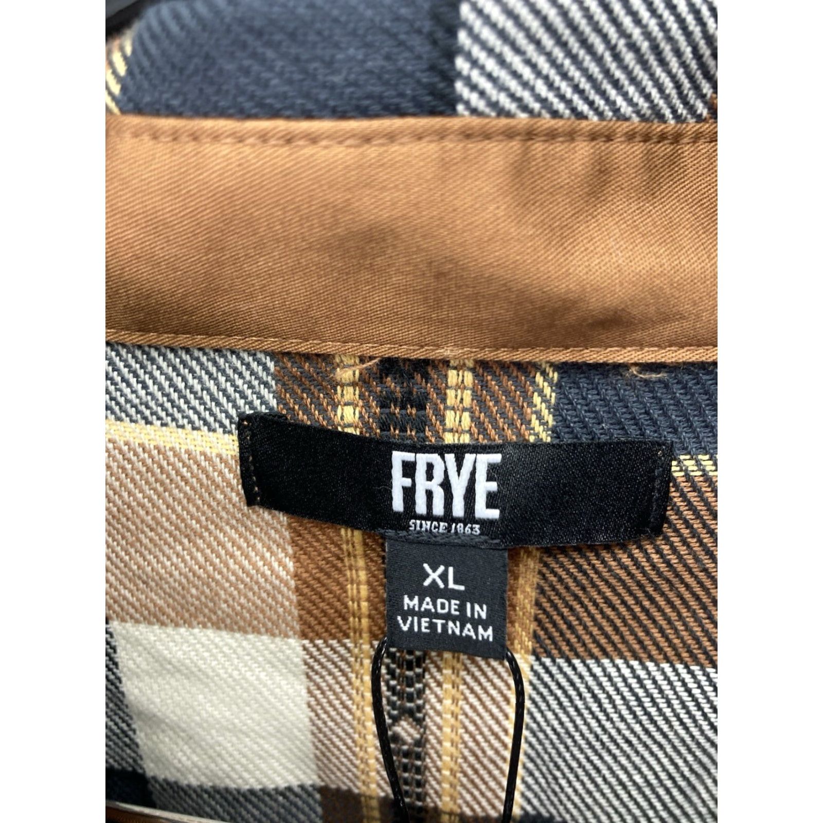 Frye Frye Jacquard Flannel Shirt Men XL Brown Plaid Long Sleeve Button NWT Shirt Size US XL / EU 56 / 4 - 7 Thumbnail