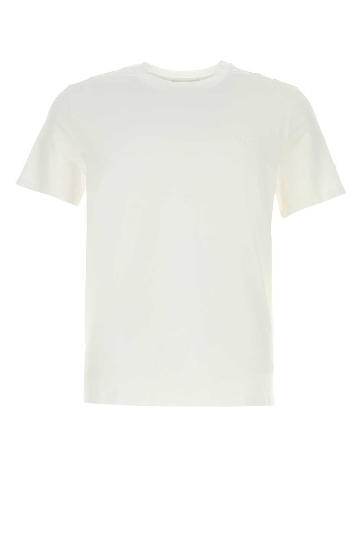Prada White Cotton T-Shirt Size US L / EU 52-54 / 3 - 1 Thumbnail