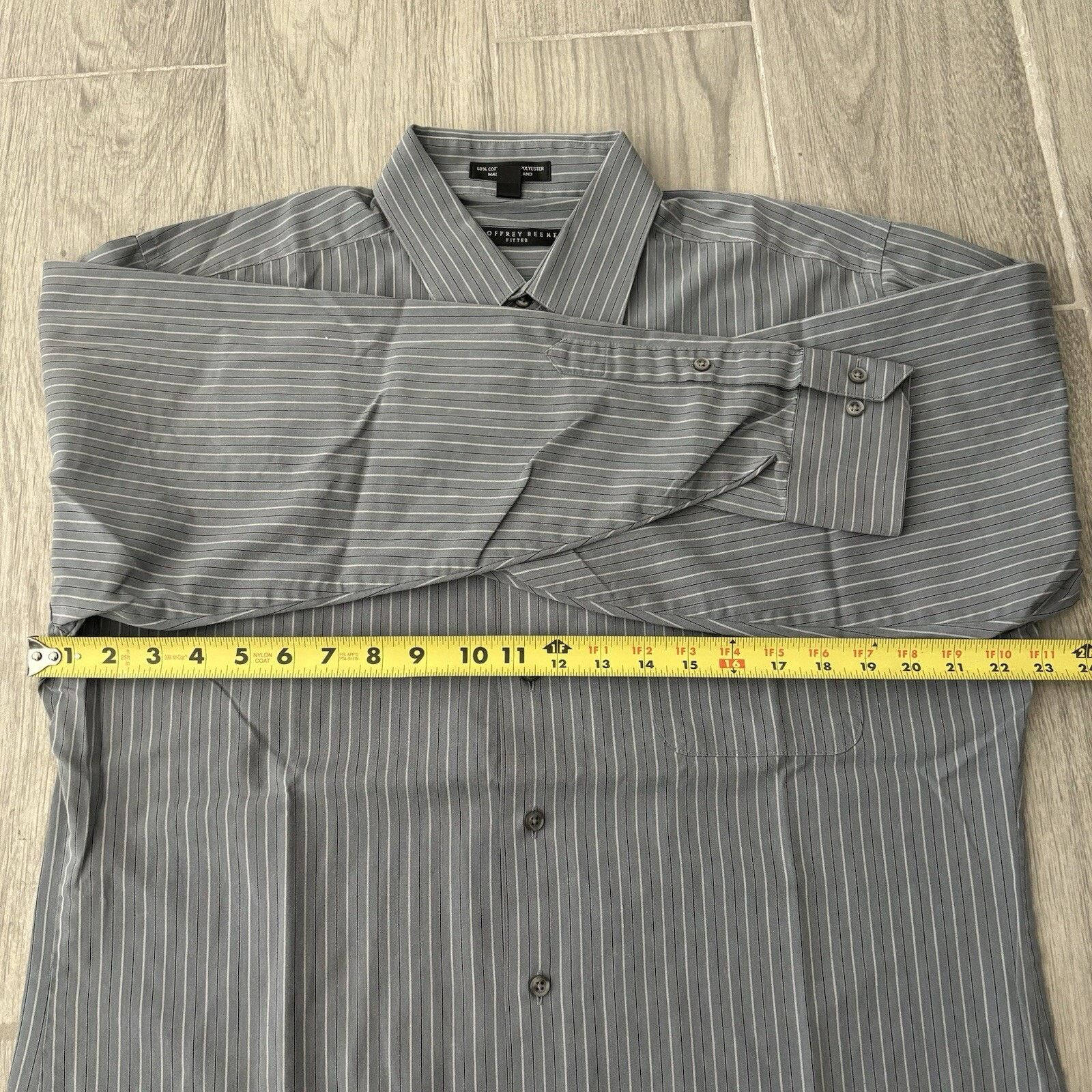 Geoffrey Beene Geoffrey Beene Men’s Large Grey Fitted Wrinkle Free Shirt Size US L / EU 52-54 / 3 - 6 Thumbnail
