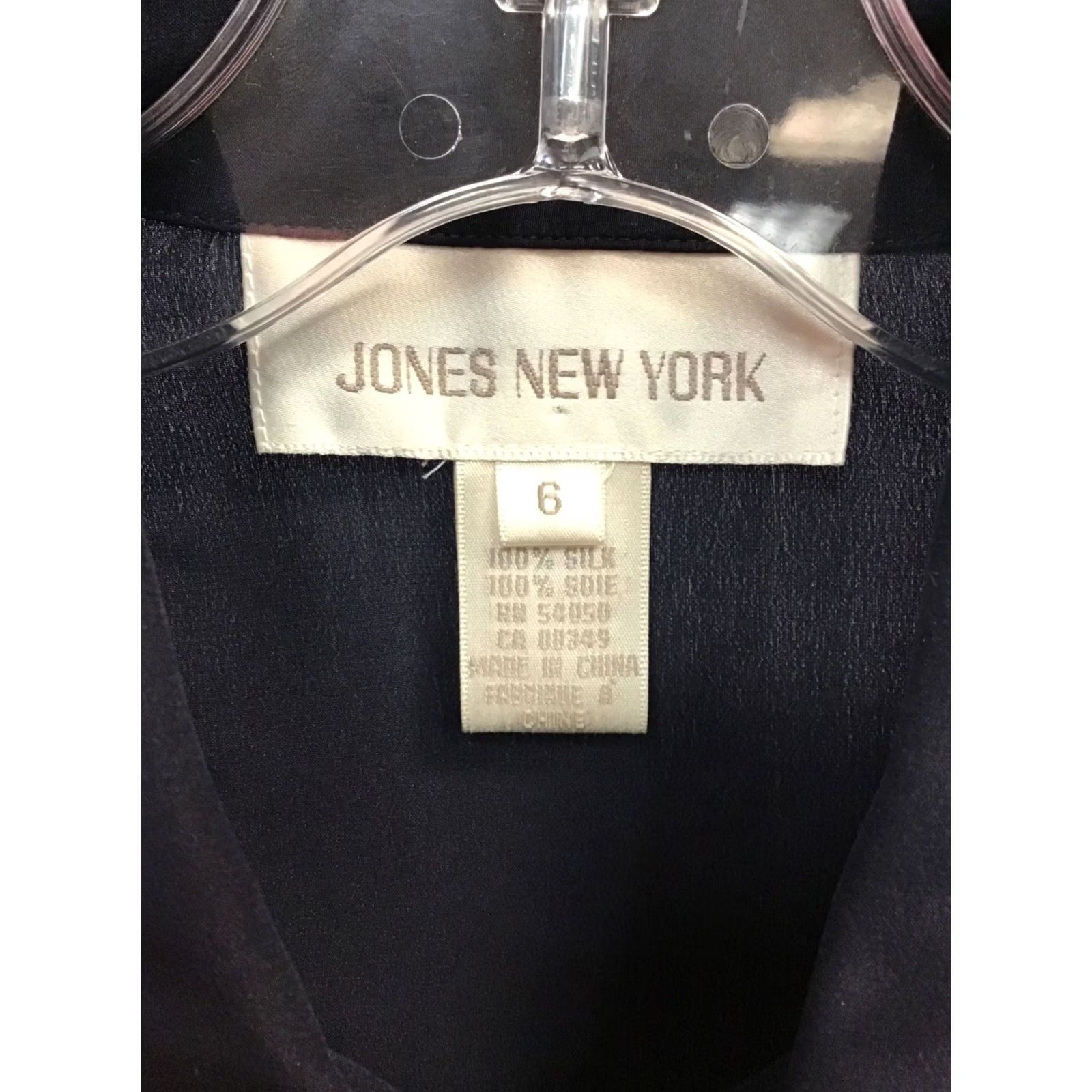 Jones New York Jones New York Womens Silk Button-Up Blouse Navy Size 6 Short Sleeve Size M / US 6-8 / IT 42-44 - 3 Thumbnail