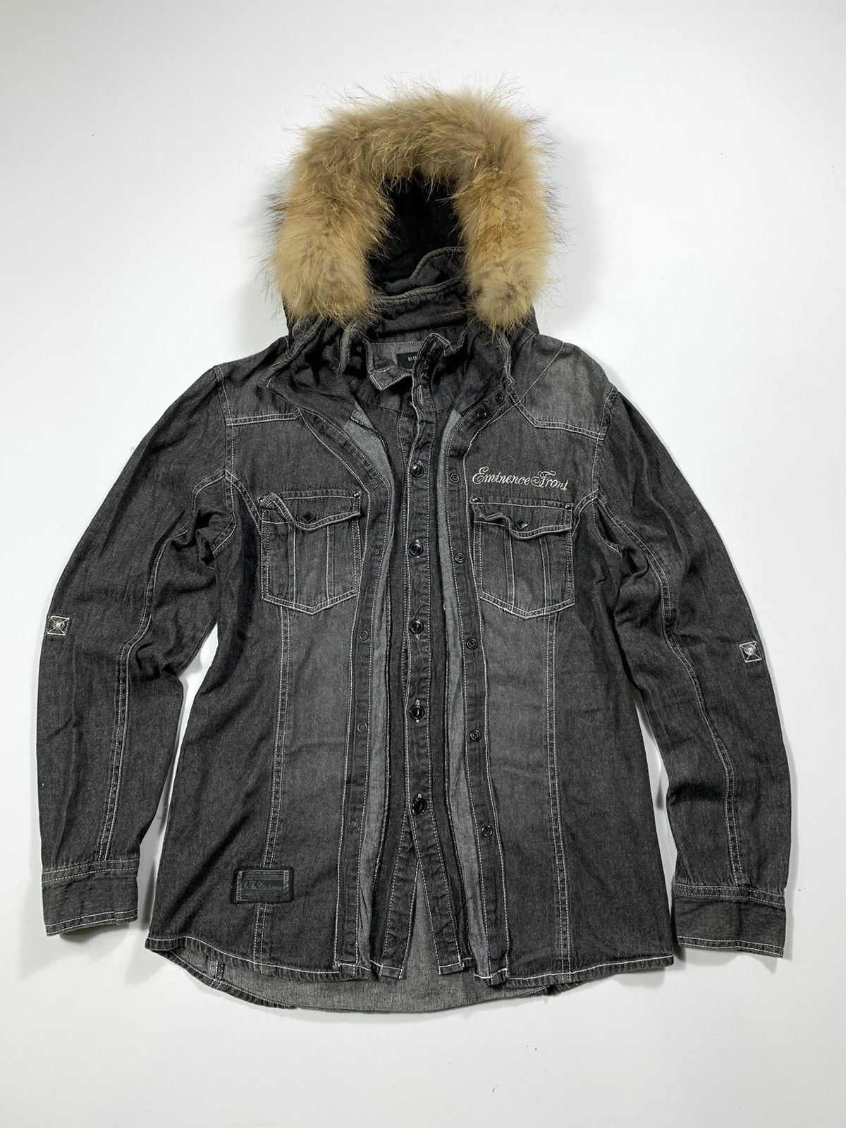 2000s IN THE ATTIC DOUBLE LAYER FUR JACKET HOODIE PUNK STYLE