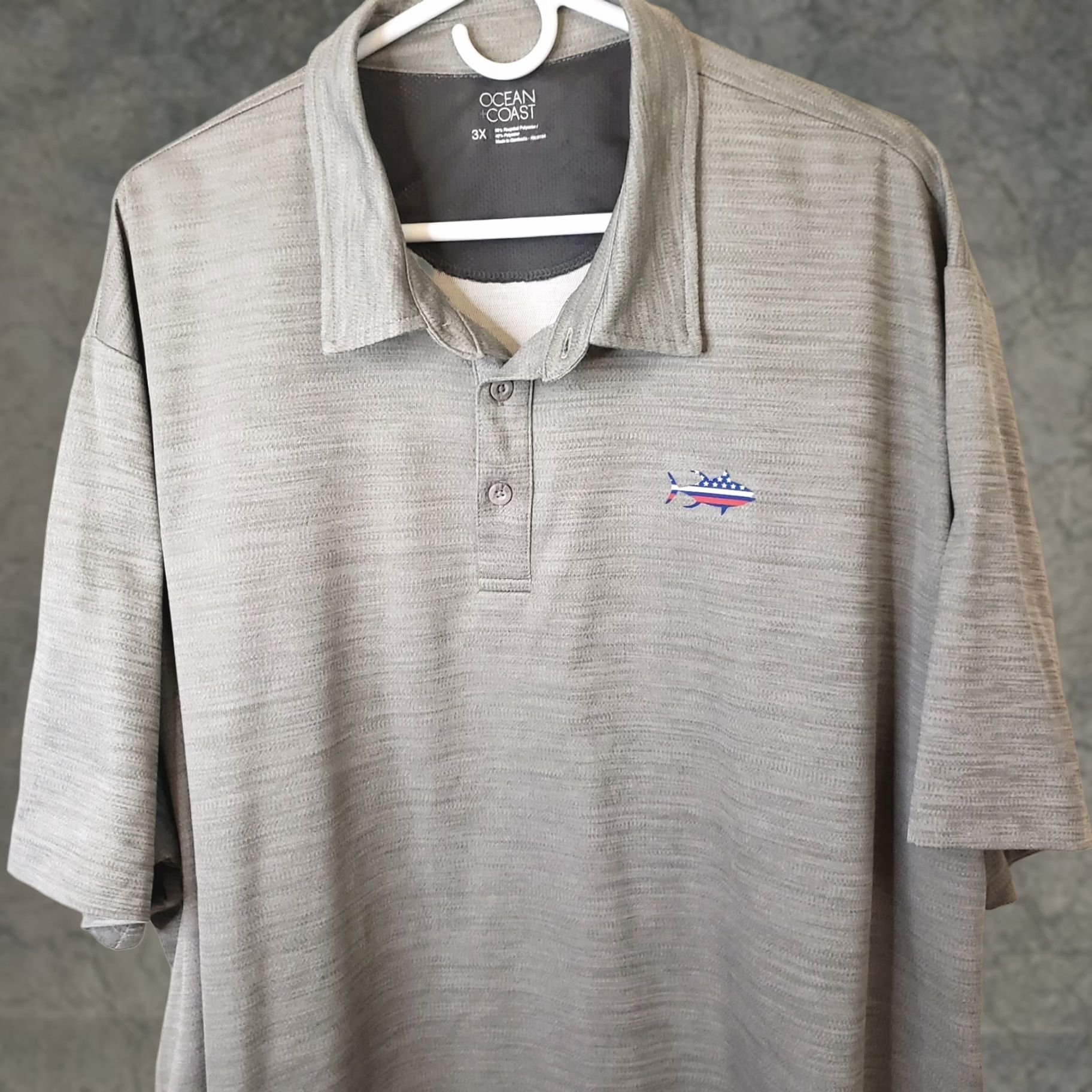 Vintage Ocean & Coast Polo Men's 3XL Gray Short Sleeve Shirt Fish Logo Size US XXL / EU 58 / 5 - 1 Thumbnail