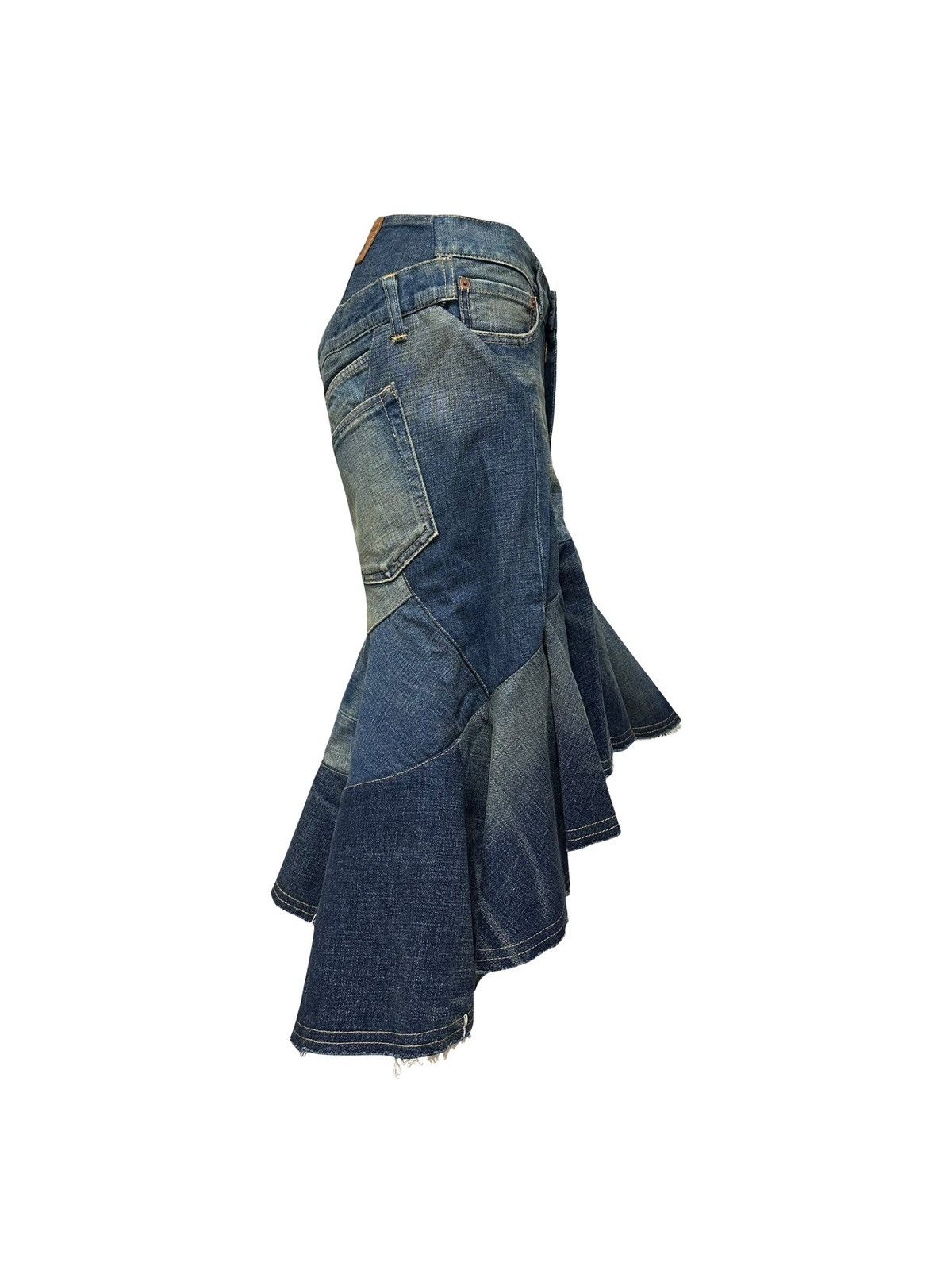 Junya Watanabe JUNYA WATANABE F/W 2013 Denim Patchwork Mermaid Midi Skirt Size 26" / US 2 / IT 38 - 3 Thumbnail