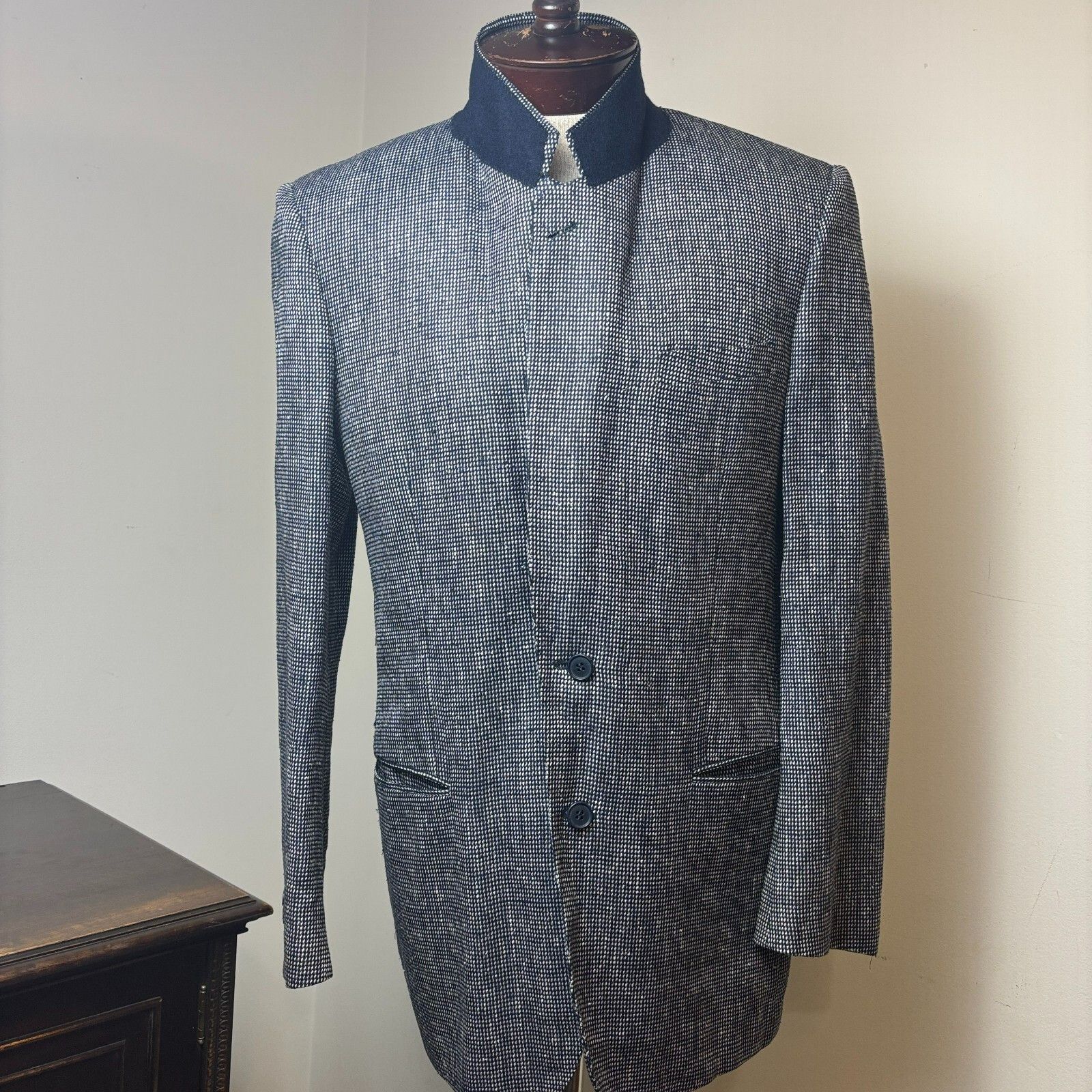 Other Louis Raphael Men's 37-38R Sport Coat Blazer Black White Sil Size 38R - 8 Thumbnail