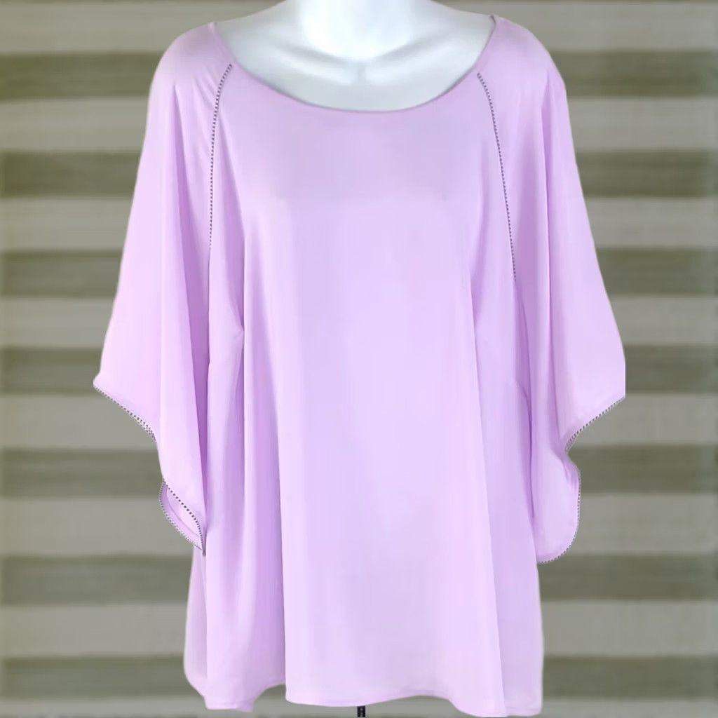 Worthington worthington Top Womens 2X Purple chiffon flowy Draped Angel sleeves fairy Romantic Size XXL / US 16-18 / IT 52-54 - 1 Thumbnail