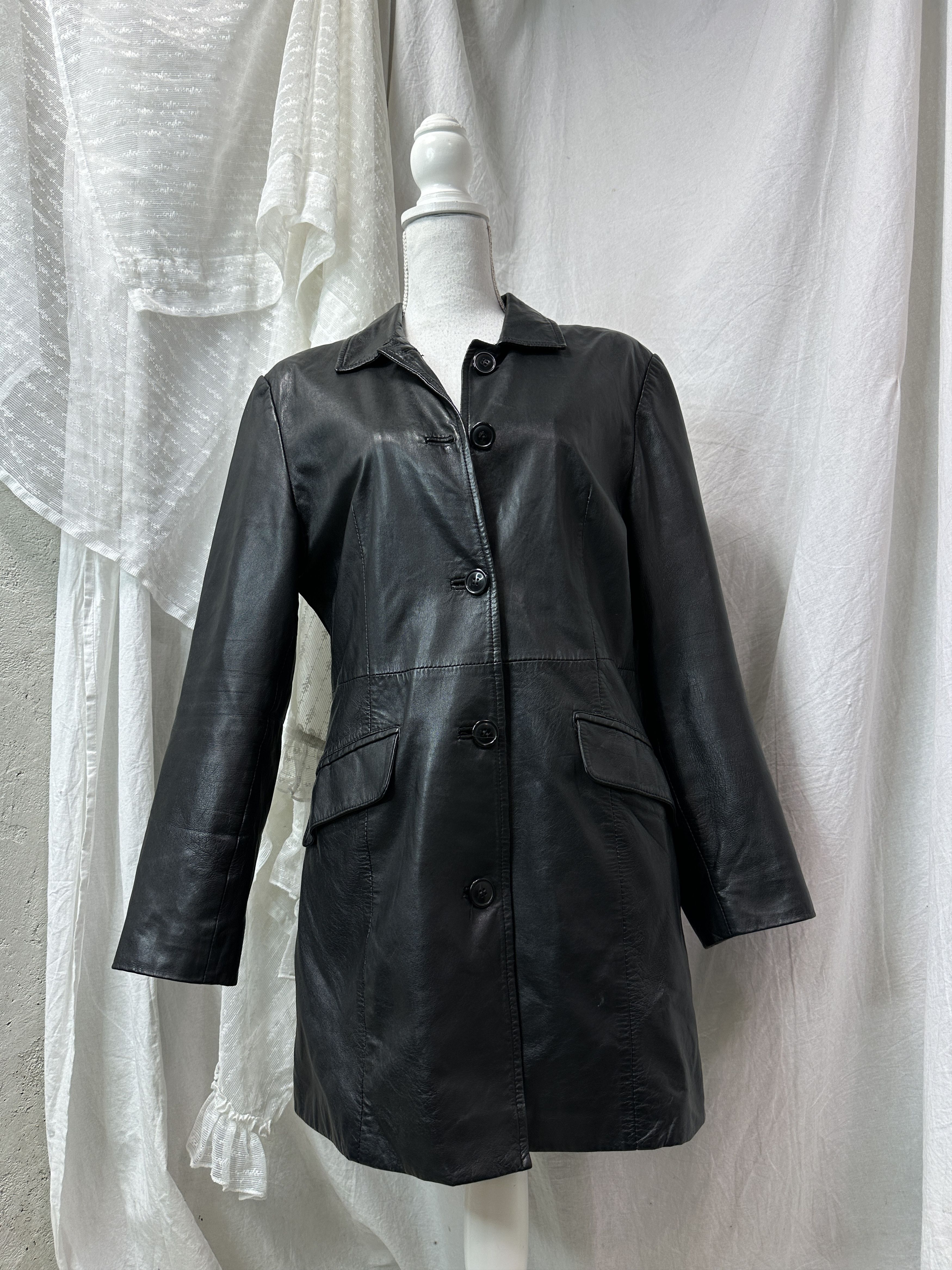 Vintage Vintage Leather Grunge Biker Buttoned Matrix Coat 90s Size M / US 6-8 / IT 42-44 - 1 Thumbnail