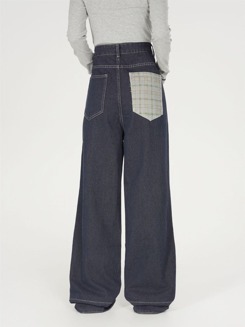 Japanese Brand Retro loose checkered patchwork jeans Size US 32 / EU 48 - 5 Thumbnail