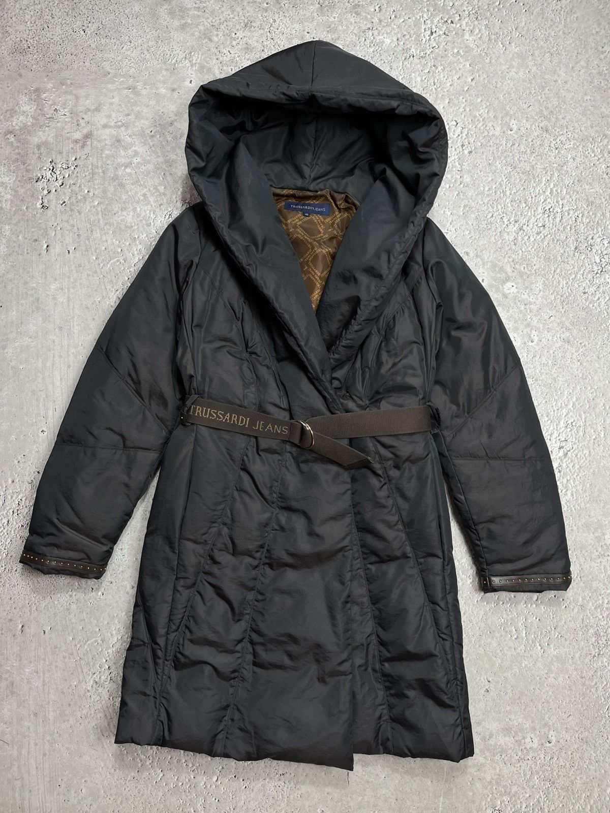 Trussardi Trussardi Jeans Womens Puffer Coat Hooded Belted Jacket 42 Size M / US 6-8 / IT 42-44 - 1 Thumbnail