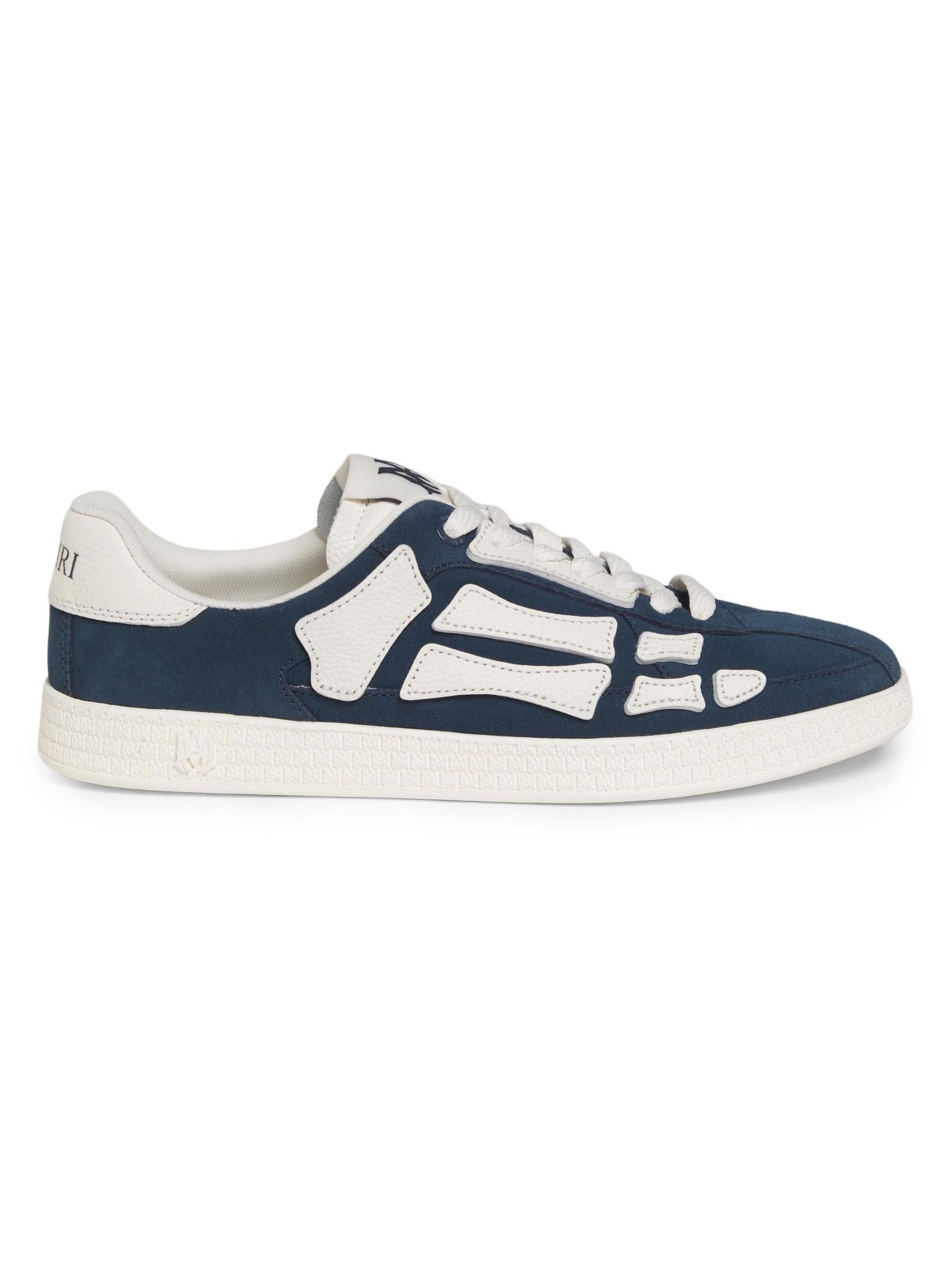 Amiri os11x1225 Pacific Bones Leather Sneakers in Blue/White Size US 8 / EU 41 - 1 Thumbnail