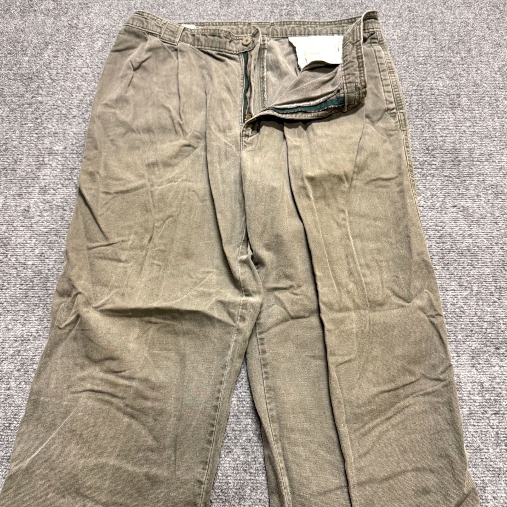 Dockers VINTAGE Dockers Chino Pants Dress Men 36x32 Regular Cotton Brown 90s Green Paper Tag Mens Size US 36 / EU 52 - 6 Thumbnail