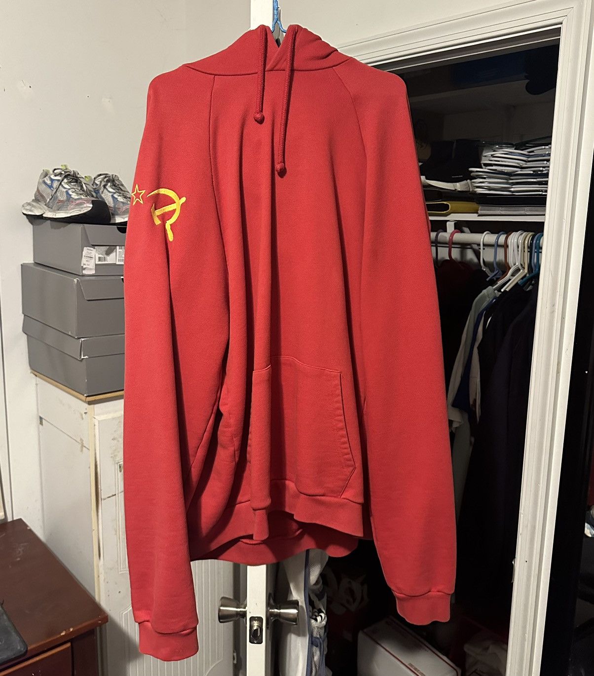 image of Vetements 1/50 Ussr Sv Moscow Hoodie in Red, Men's (Size Large)
