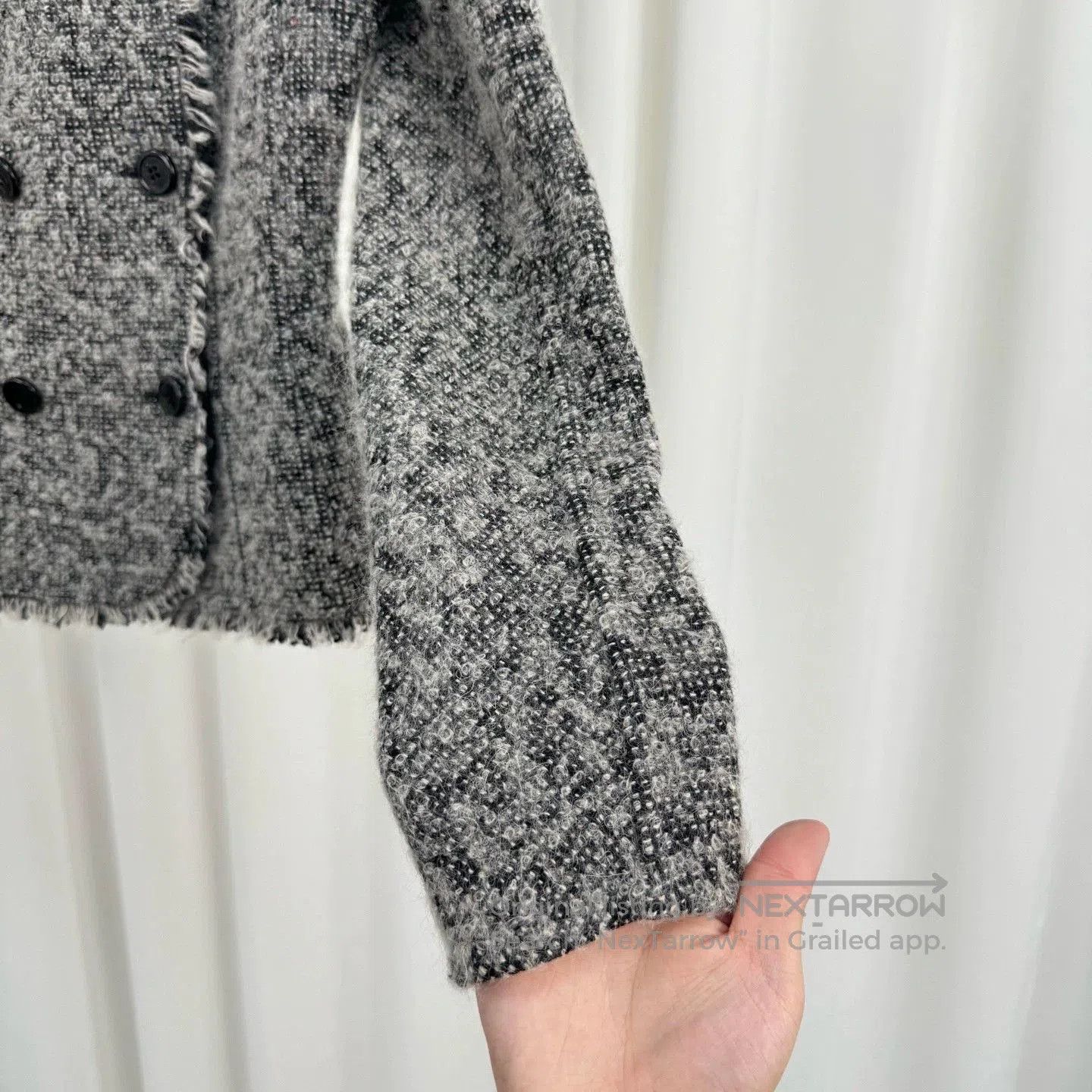 Dior gray double-breasted tweed knit jacket. Size US S / EU 44-46 / 1 - 4 Thumbnail