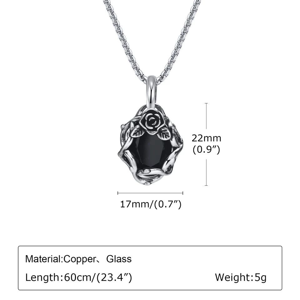 Jewelry Black Stone Rose Necklace Size ONE SIZE - 4 Thumbnail