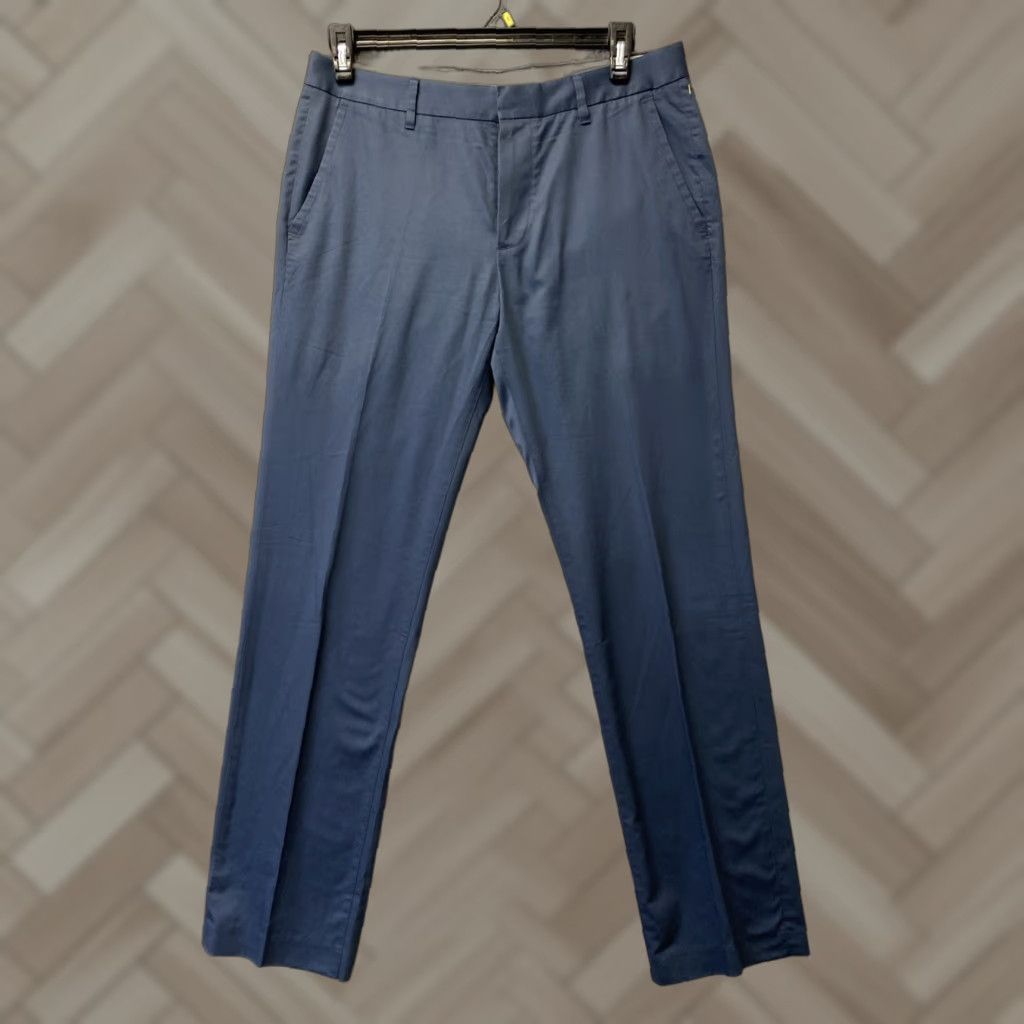 Bonobos Bonobos Pants Mens 33x32 Chino Straight Leg Deep Aqua Office Casual Regular Stretch Pockets Zip Front Size US 33 - 1 Thumbnail