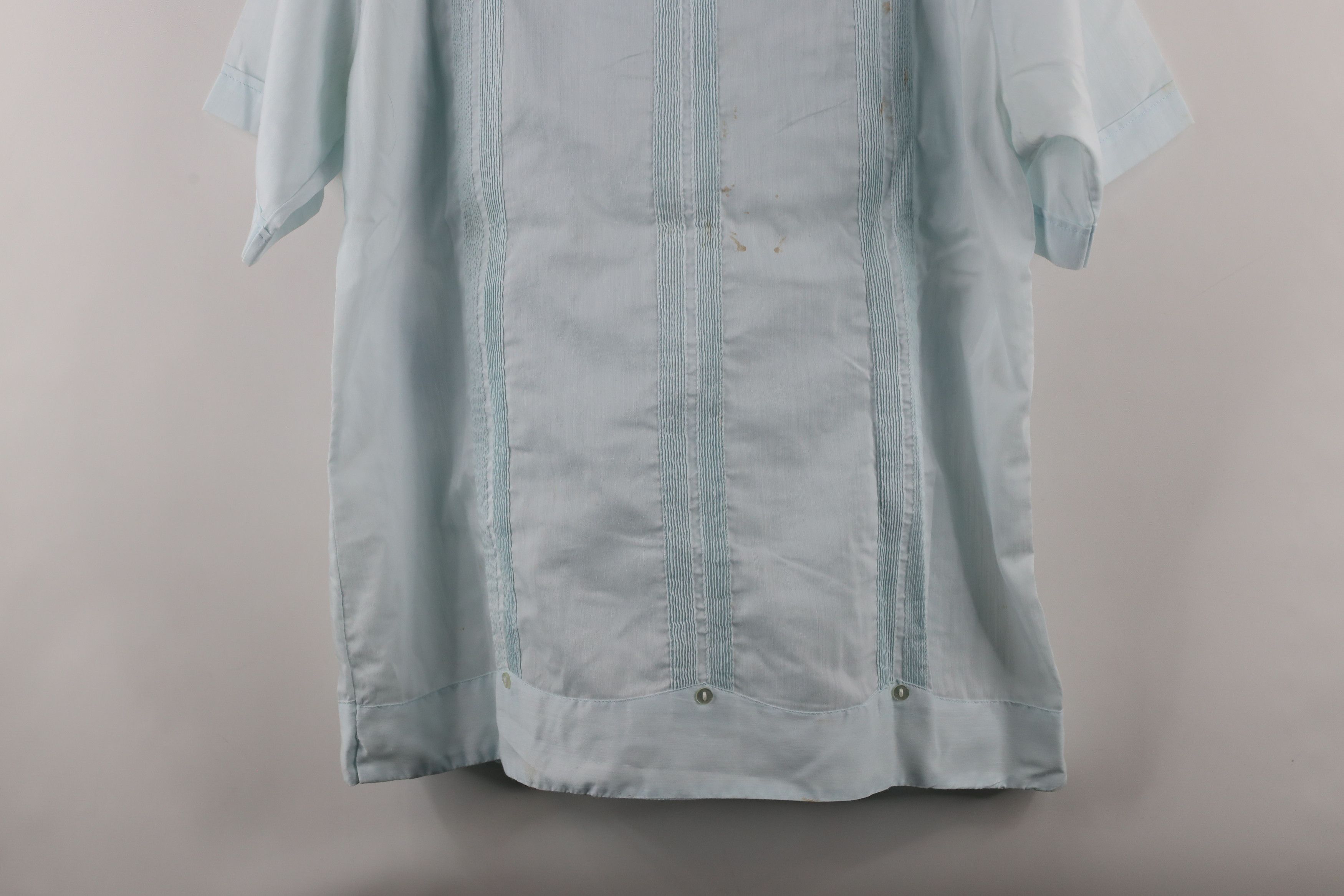 Vintage Vintage 50s 60s Guayabera Camp Collar Button Shirt Blue Size US L / EU 52-54 / 3 - 15 Thumbnail