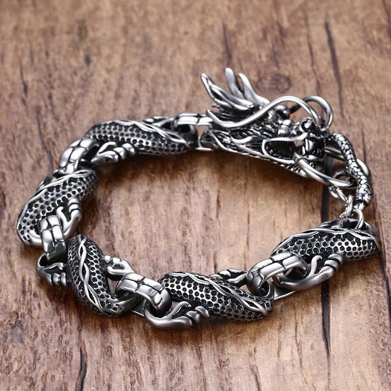 Jewelry × Vintage Ethnic Wind Dragon Bracelet 21cm Size ONE SIZE - 3 Thumbnail