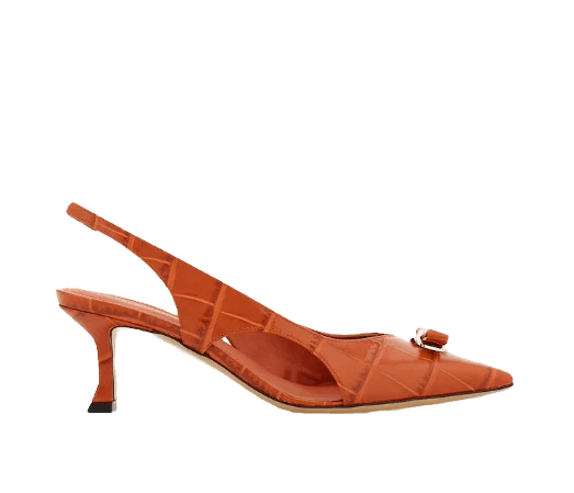 o1s1rm0924 Mini Bow Slingback Pumps in Brown