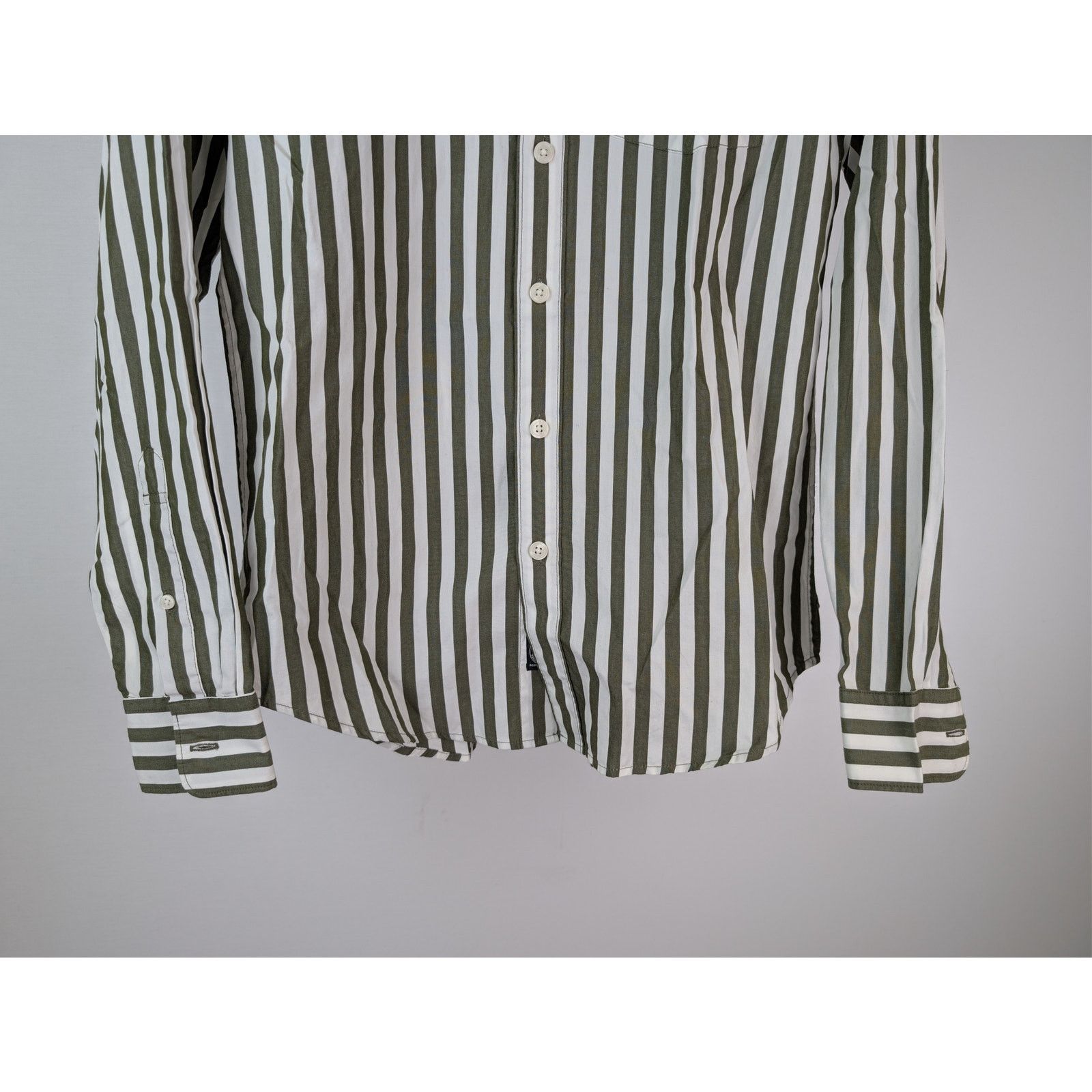 Todd Snyder o1rshd1 CC20 Striped Cotton Long-Sleeved Shirt Olive Green Size US S / EU 44-46 / 1 - 3 Thumbnail