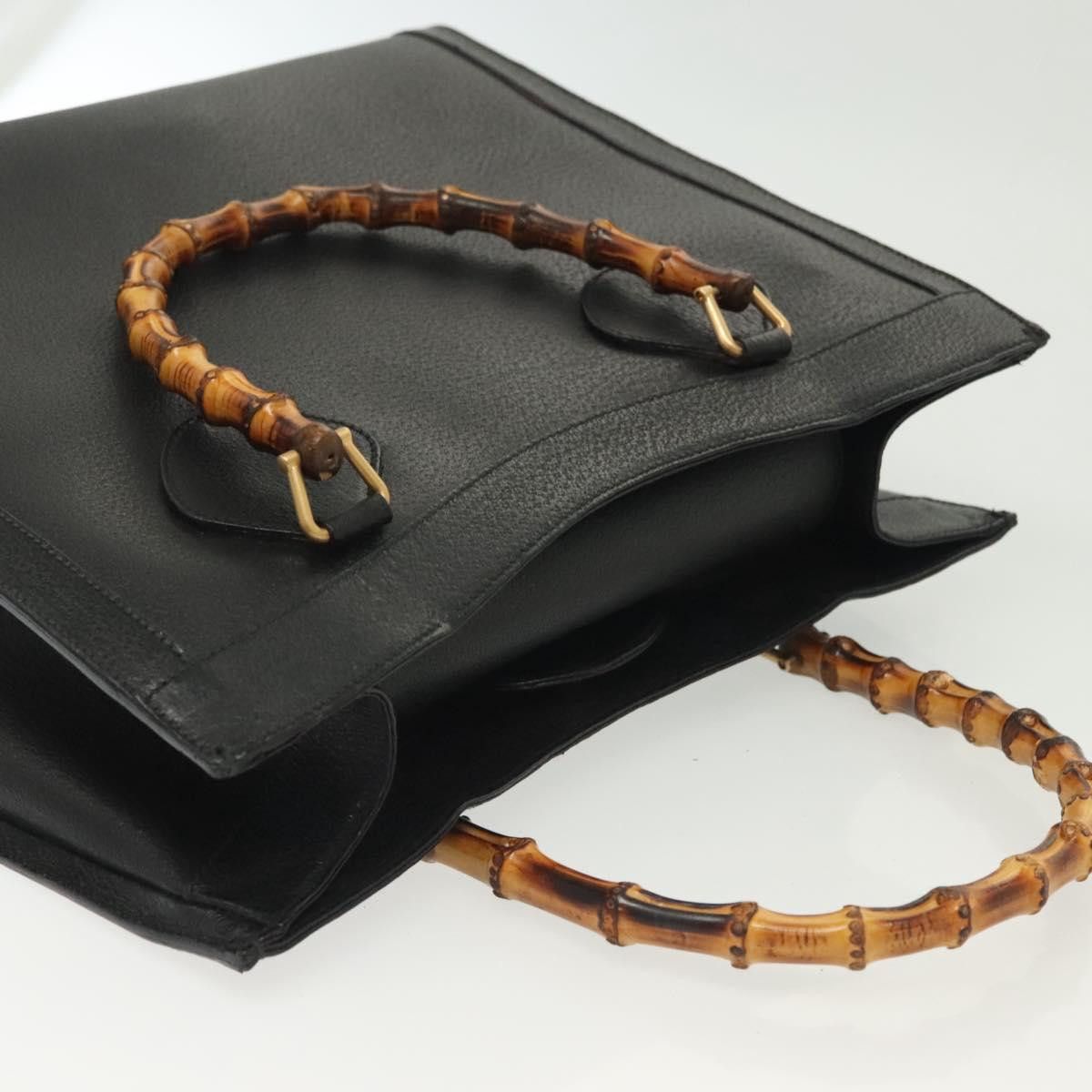 Gucci GUCCI Bamboo Hand Bag Leather Black Gold 002 1186 002 1186 Size ONE SIZE - 6 Thumbnail