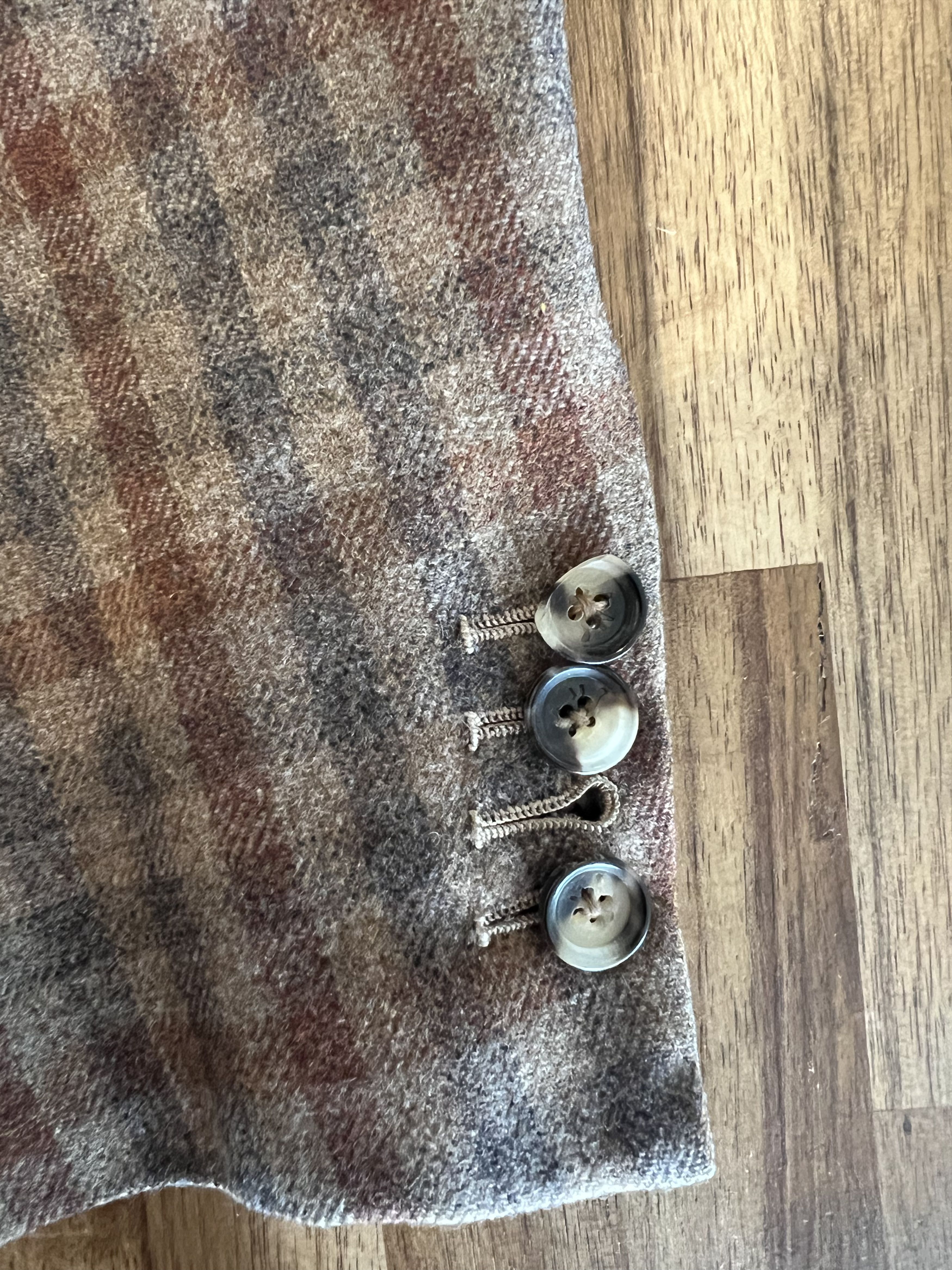 Isaia Isaia Brown Gray Check Wool Cashmere 38R US Double-Breasted Size 38R - 4 Thumbnail