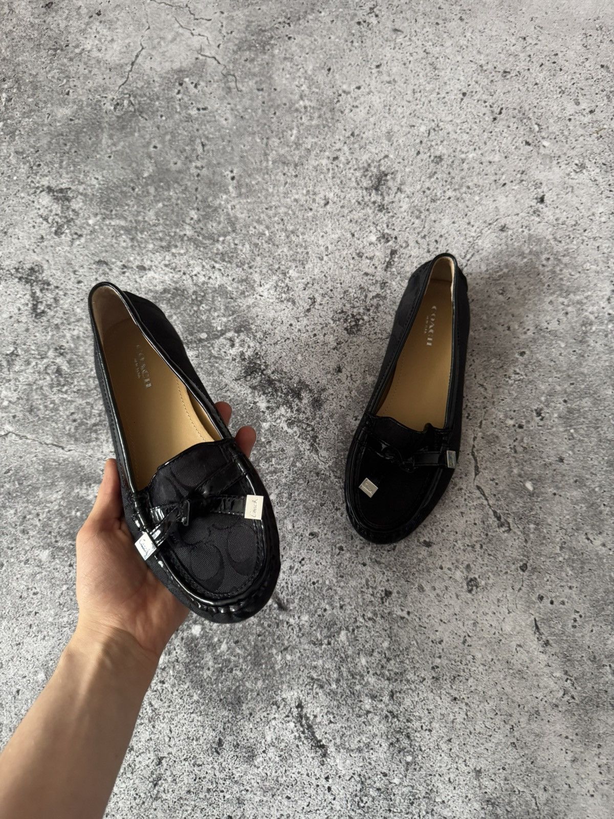 Coach Coach Flats WMNS luxury vintage Black Leather Rare Monogram Size US 7.5 / IT 37.5 - 1 Thumbnail