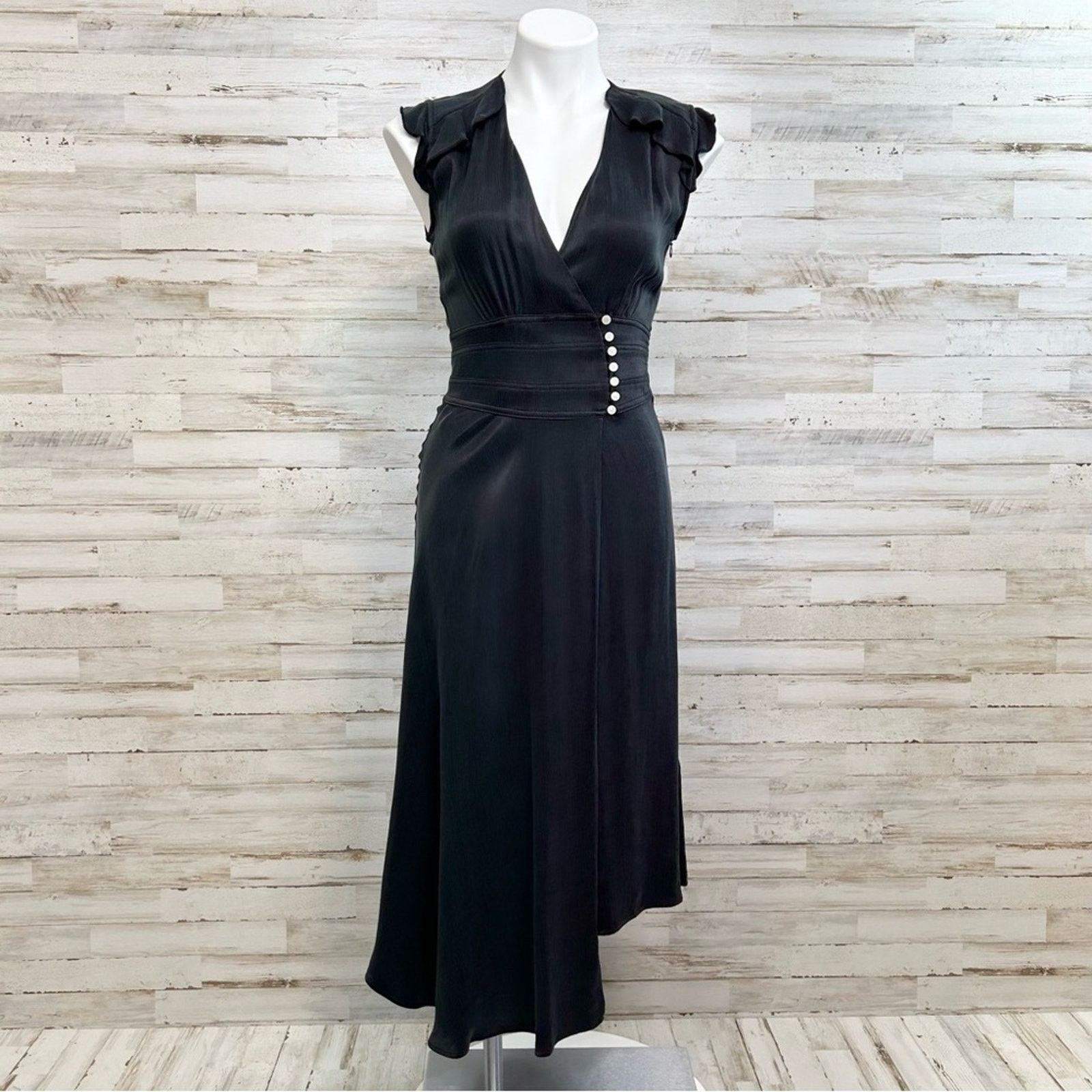 ba&sh BA&SH Coralie Dress Size 4 Int'l XS Black Asymmetrical Size S / US 4 / IT 40 - 2 Thumbnail
