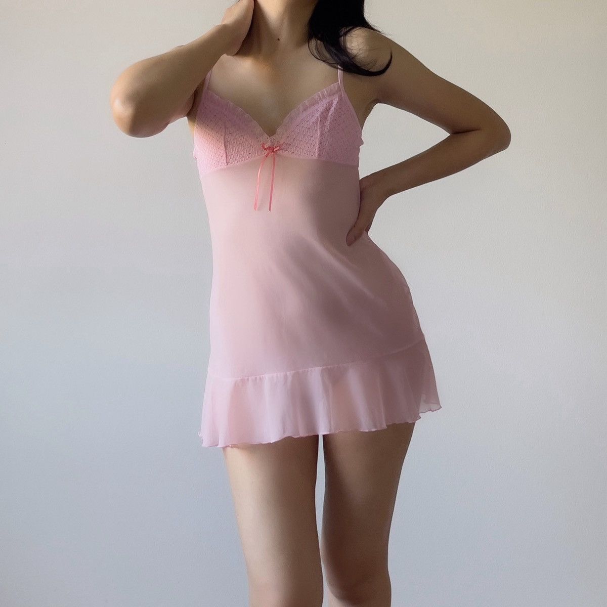 Victoria's Secret Vintage Pink Mesh Sheer Mini Slip Dress (S-M) Size M / US 6-8 / IT 42-44 - 6 Thumbnail