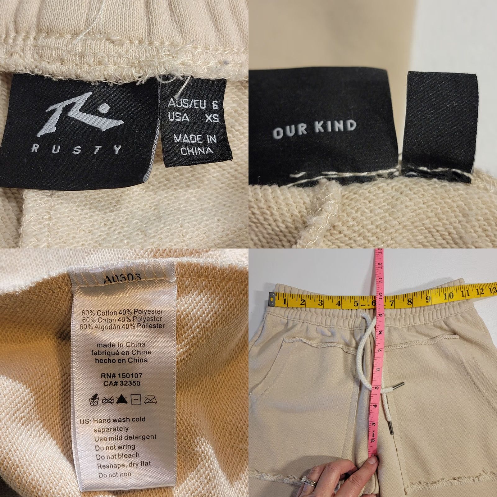 Rusty Rusty Womens XS Lounge Pants Straight Leg Beige Pull On Pop Front Pockets Solid Beach Casual Pants Womens XS Size 26" / US 2 / IT 38 - 8 Thumbnail