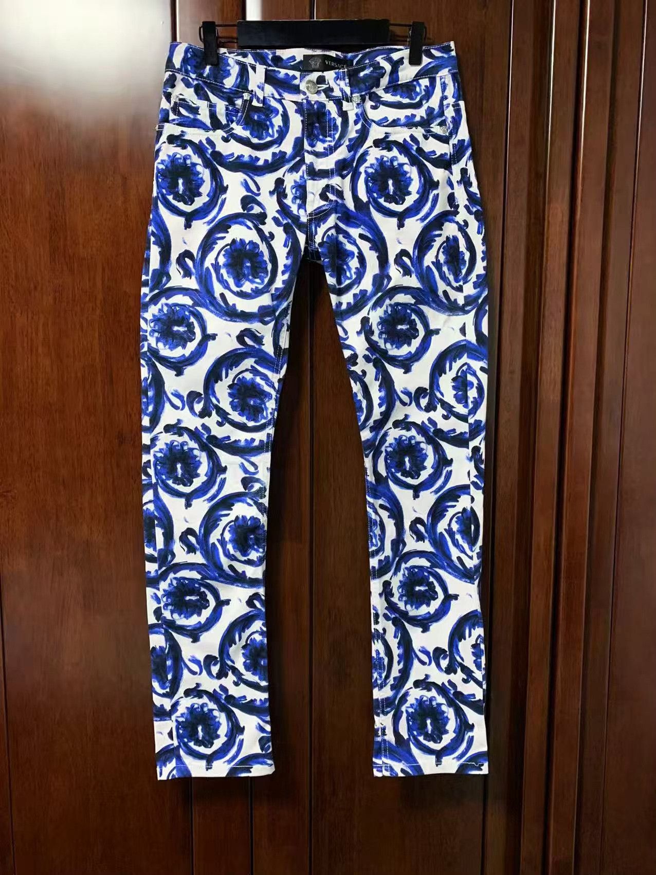 Versace Versace Men's Blue White Print Jeans Size US 30 / EU 46 - 1 Thumbnail