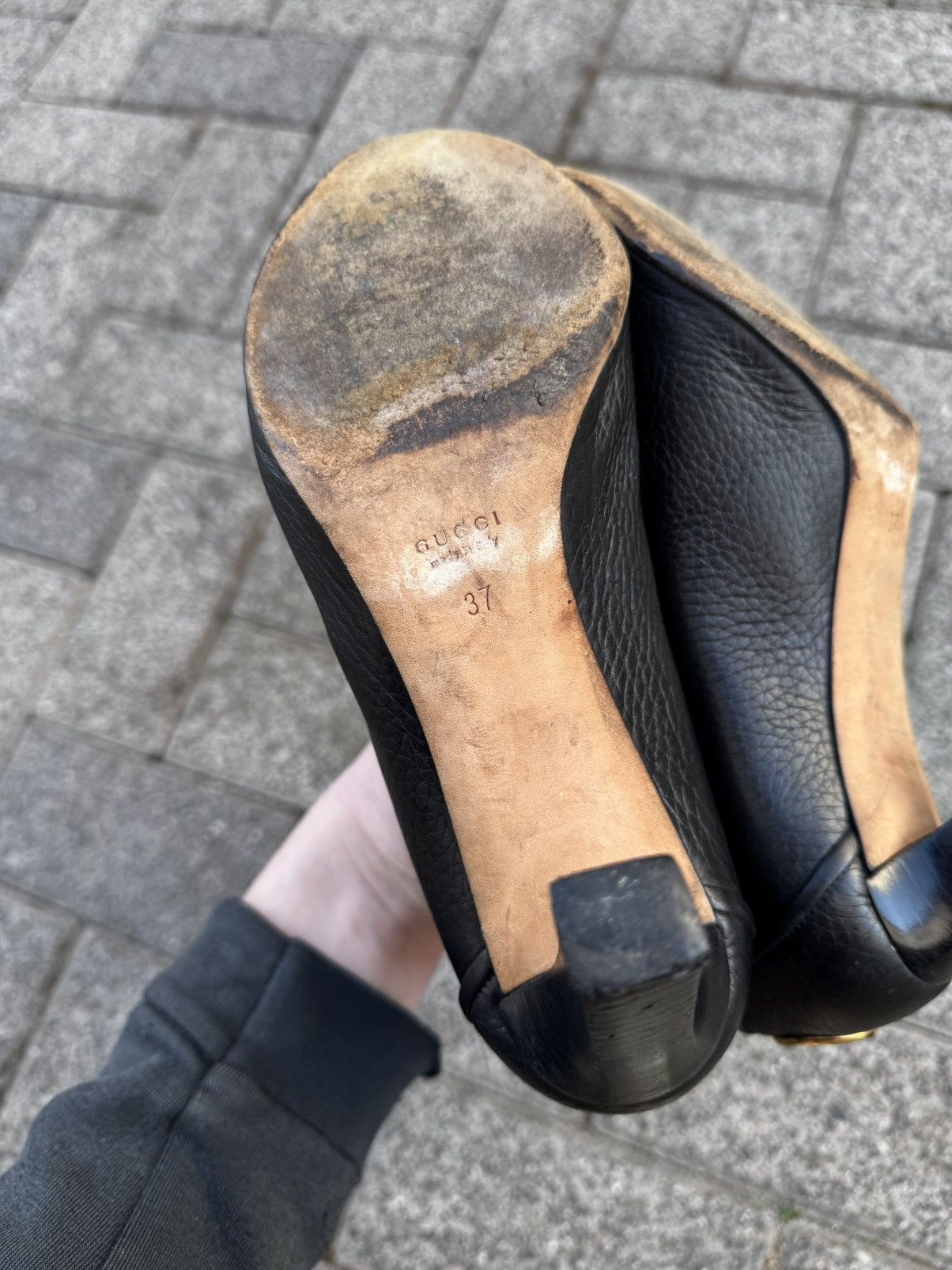 Gucci × Vintage Gucci Leather Loafers Black Classic Formal Shoes Worn Size US 7 / IT 37 - 10 Thumbnail