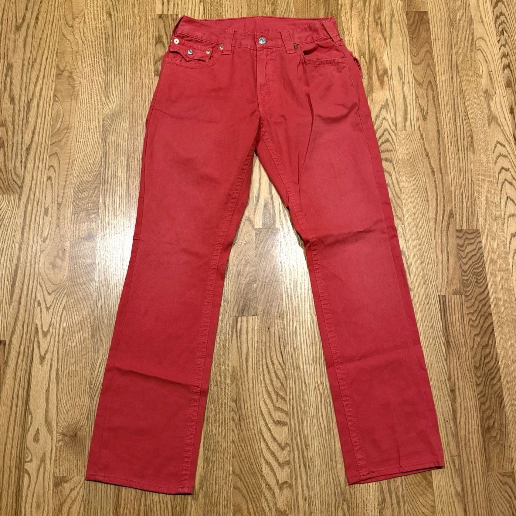 True Religion True Religion Ricky Jeans Mens 30x32 Pink Cotton 5-Pocket Straight Flap Pockets Hemmed 34 to 30 Hemmed Size US 30 / EU 46 - 4 Thumbnail