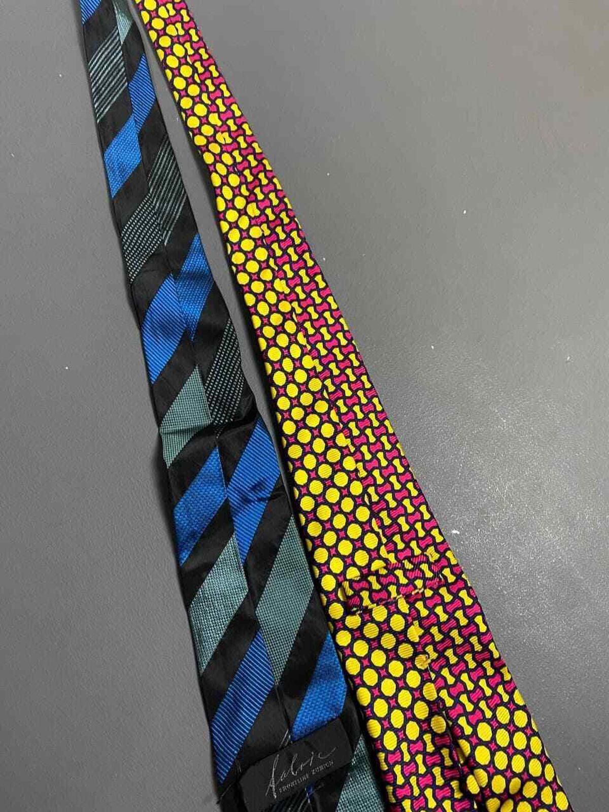 Designer Lot of 2 Fabric Frontline Zurich Silk Tie Blue Stripe Size ONE SIZE - 4 Thumbnail
