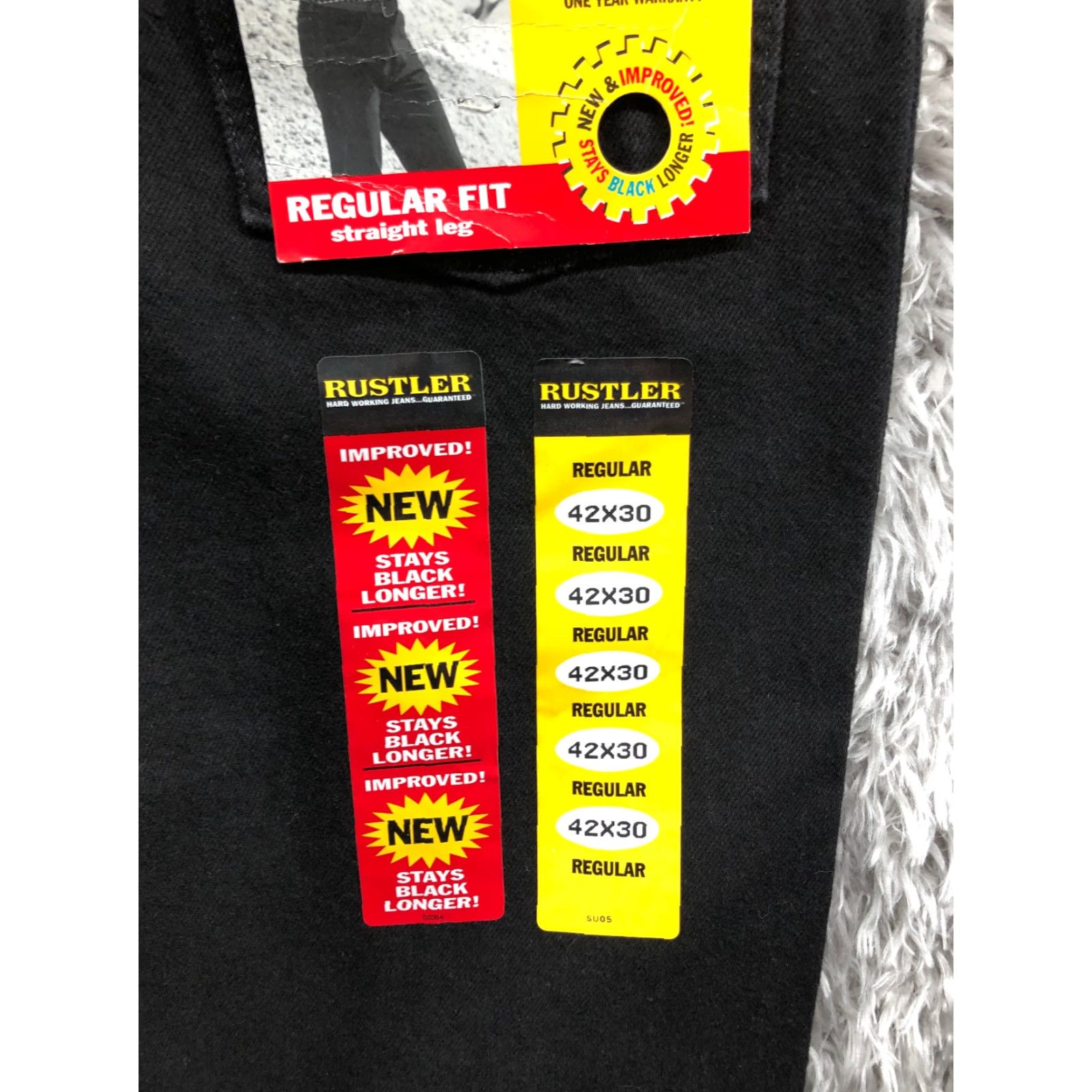 Denime Rustler Jeans 42x30 Mens Mid Rise Straight Leg Dark Wash Black Denim Shirt? Size US 42 / EU 58 - 3 Thumbnail