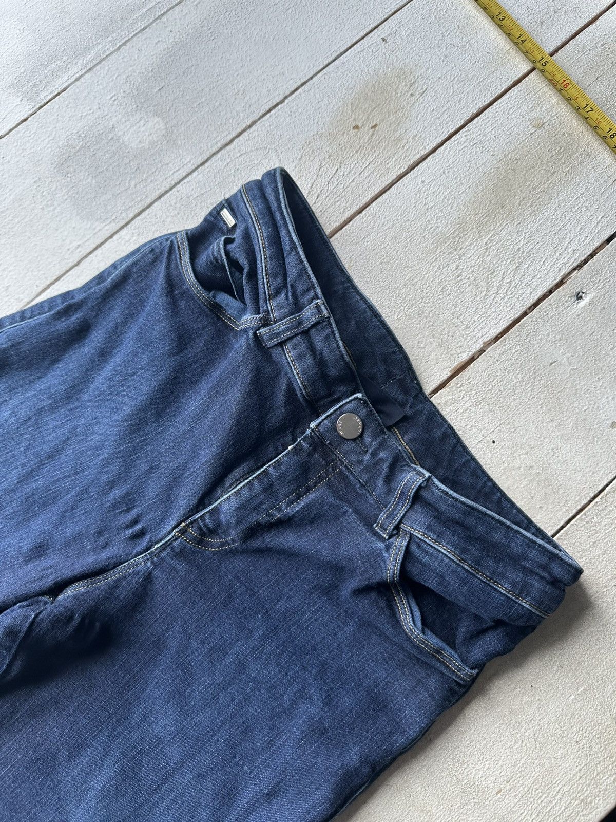 Armani 🚨Y2K WOMEN ARMANI JEANS WITH LOGO AVANT GARDE DENIM PANTS Size 29" - 2 Thumbnail