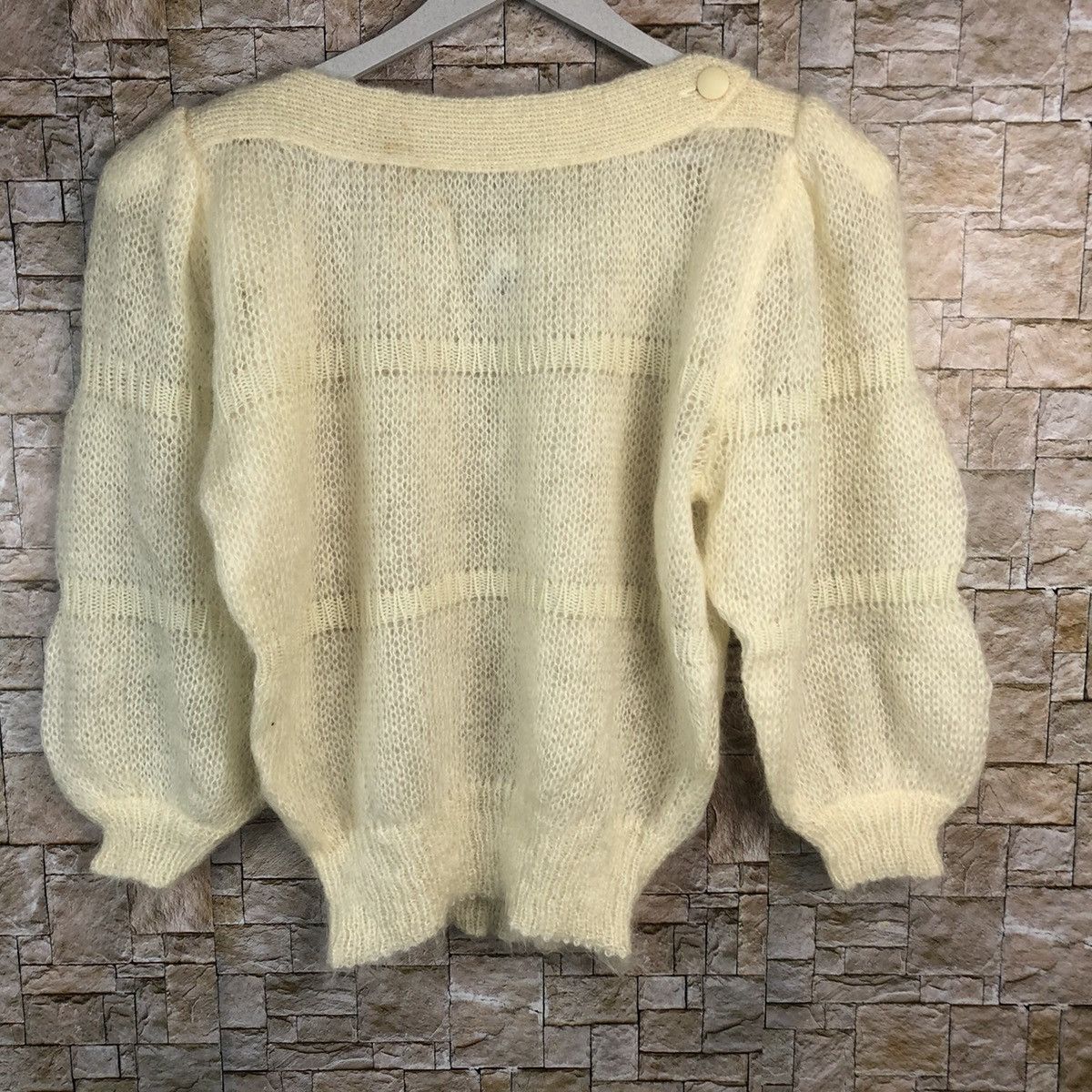 Homespun Knitwear Paimpol France White mohair fur Knitwear vintage #A939 Size M / US 6-8 / IT 42-44 - 3 Thumbnail