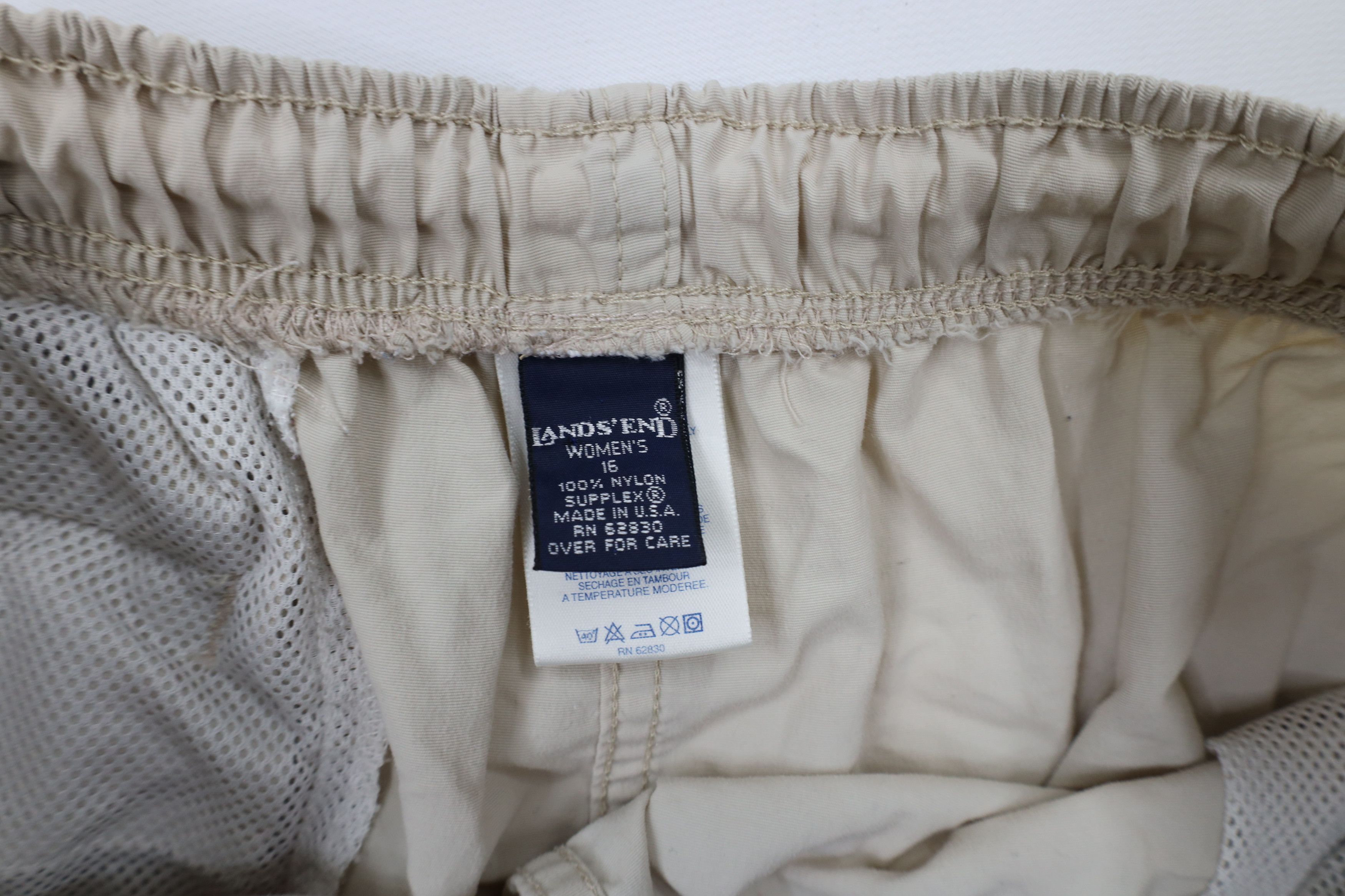 Lands' End × Vintage Vintage 90s Lands End Wide Leg Windbreaker Pants Beige USA Size 38" / US 16 / IT 52 - 6 Thumbnail