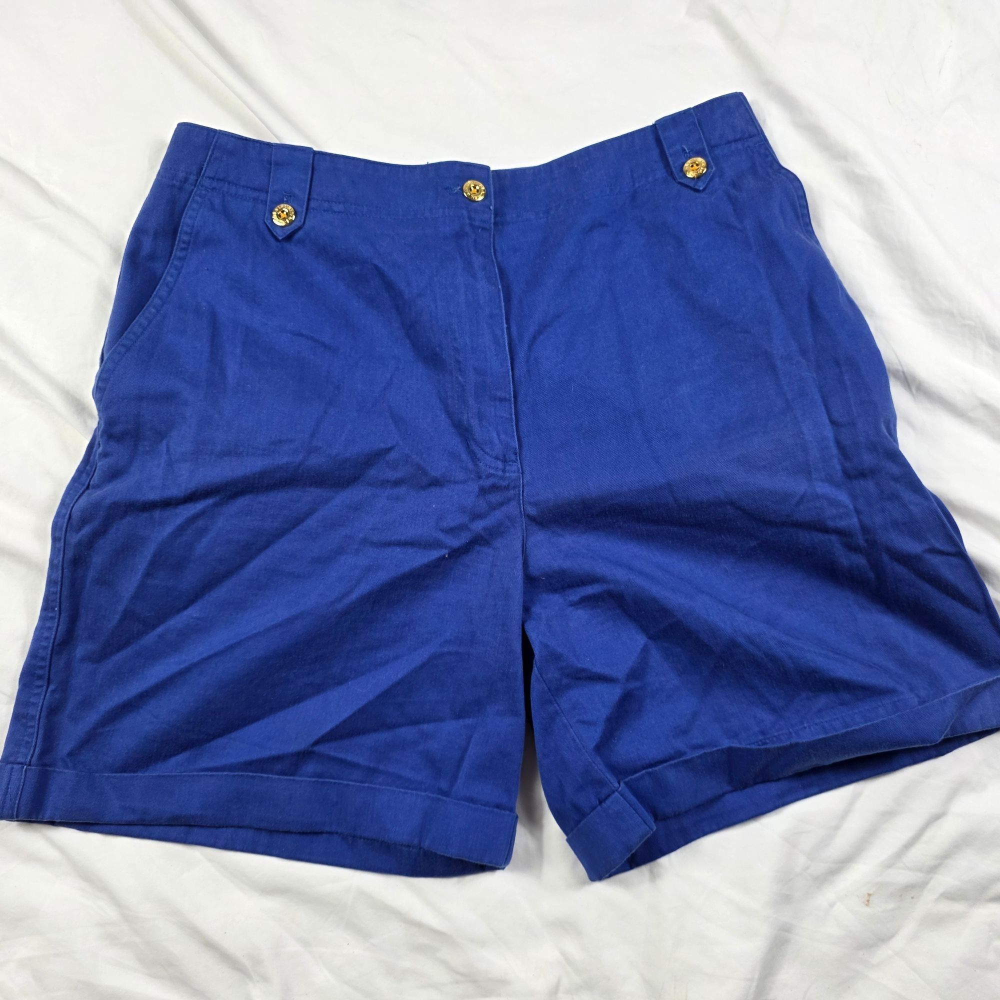 Lauren Ralph Lauren Lauren Ralph Lauren Womens Size 10 Blue Cuffed Shorts Gold B Size 32" / US 10 / IT 46 - 1 Thumbnail