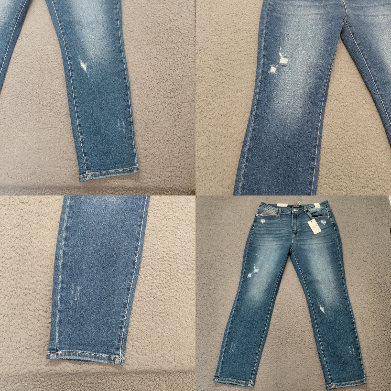 Vintage Judy Blue Jeans Womens Plus 15/32 Blue Denim Straight High Waist Distressed Jeans Size 36" / US 14 / IT 50 - 9 Thumbnail