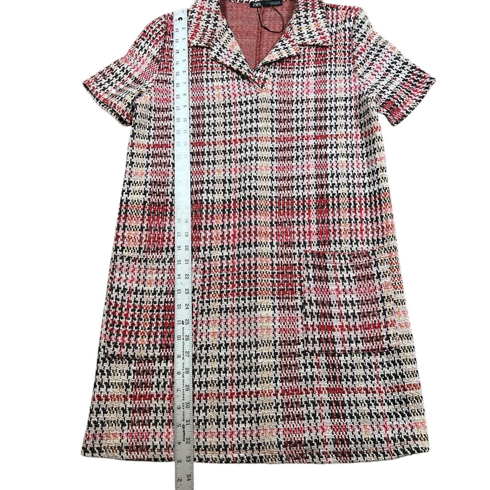 Zara Zara Red Plaid Jacquard Short Sleeve Dress Pockets Size M Size M / US 6-8 / IT 42-44 - 3 Thumbnail