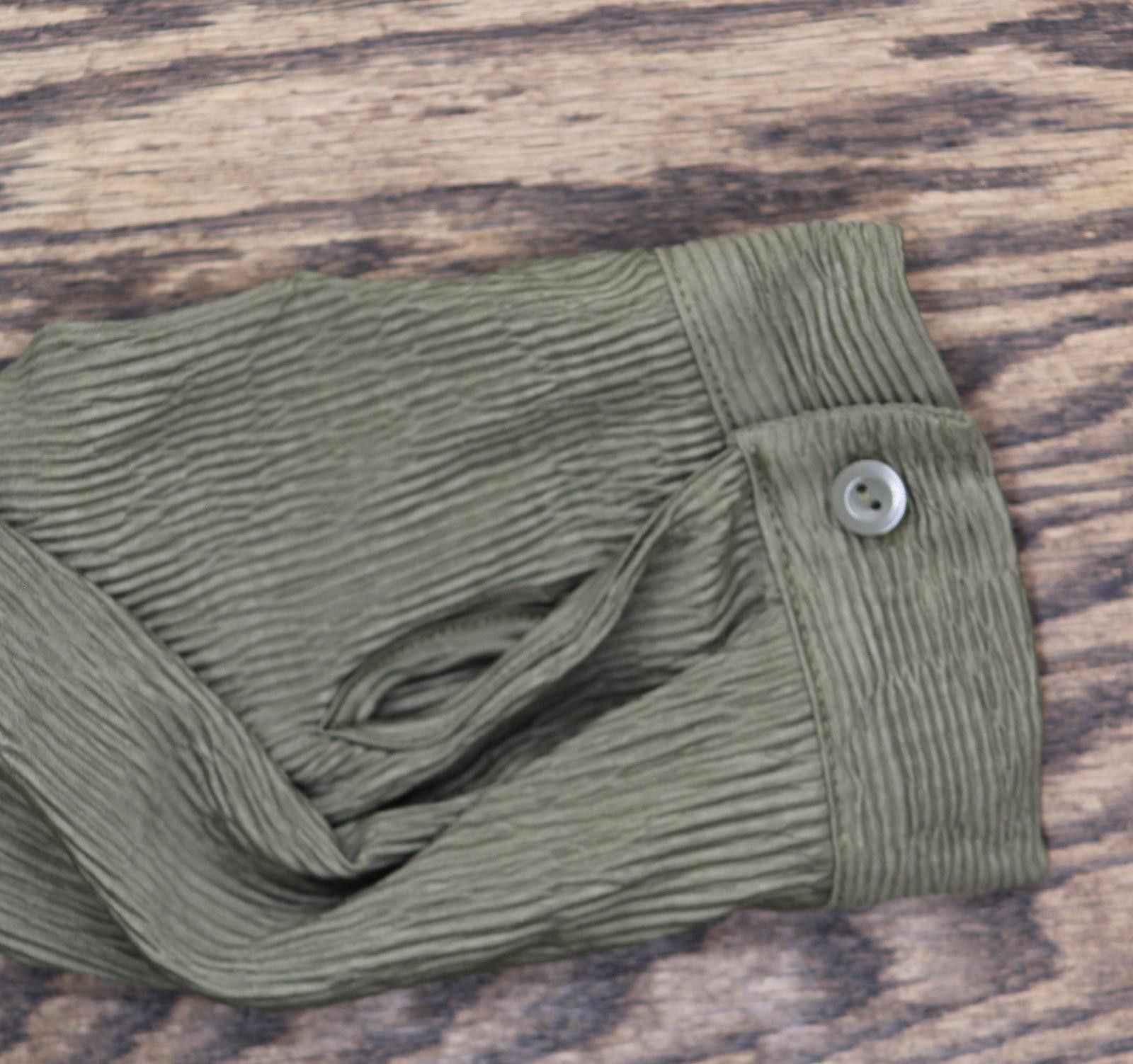 Alfani New Alfani Textured Button Up Roll Tab Shirt Top Green L Size L / US 10 / IT 46 - 4 Thumbnail